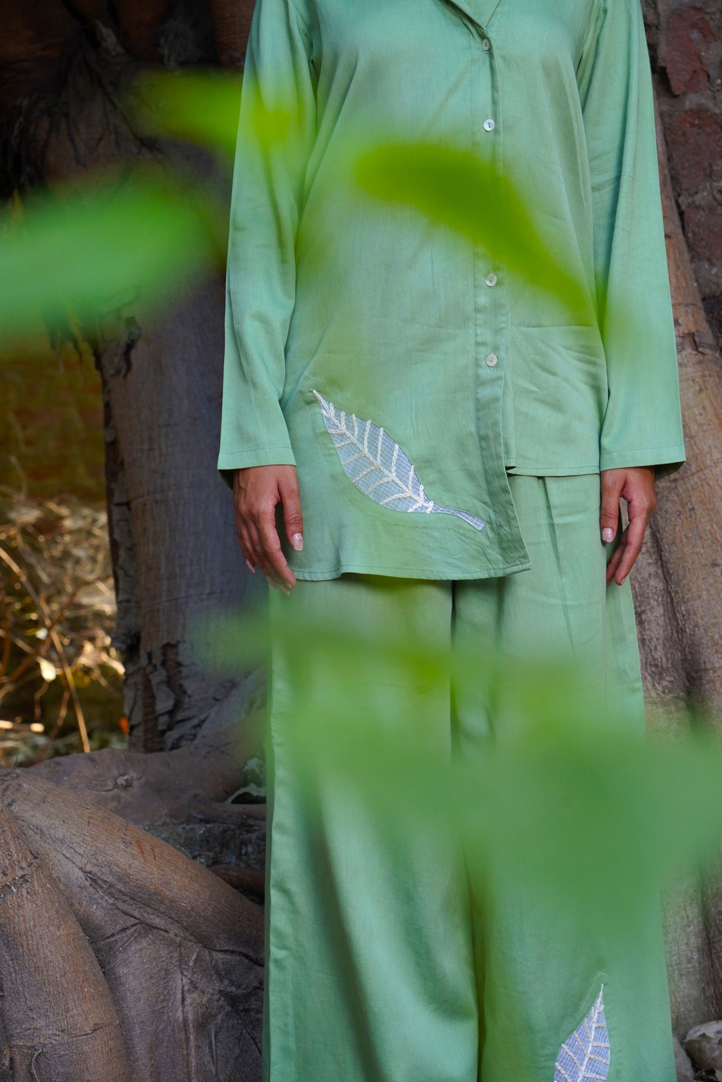 Whispering Foliage green Leaf Trouser