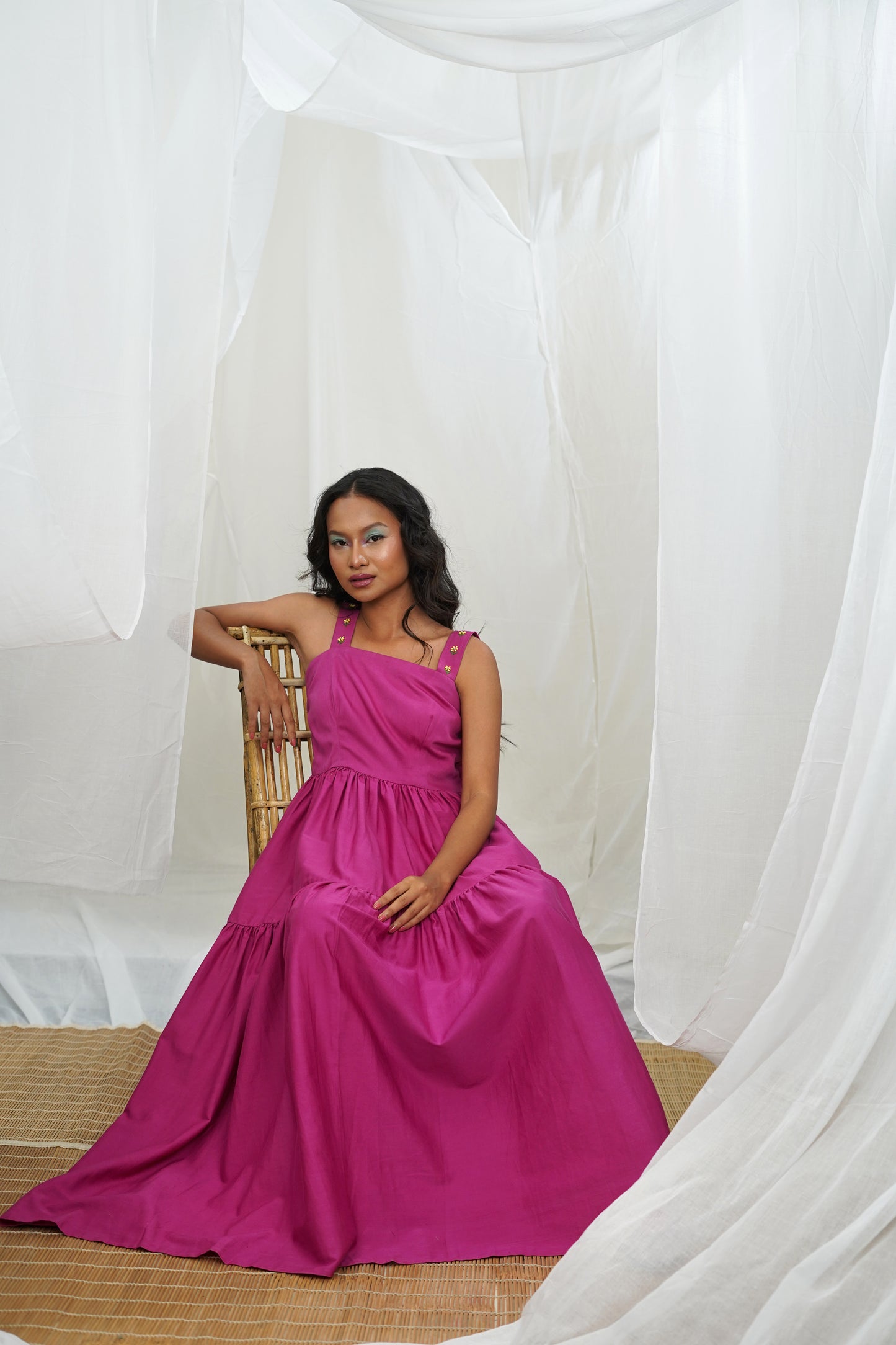 Sipho Tiered Rose Pink Maxi Dress