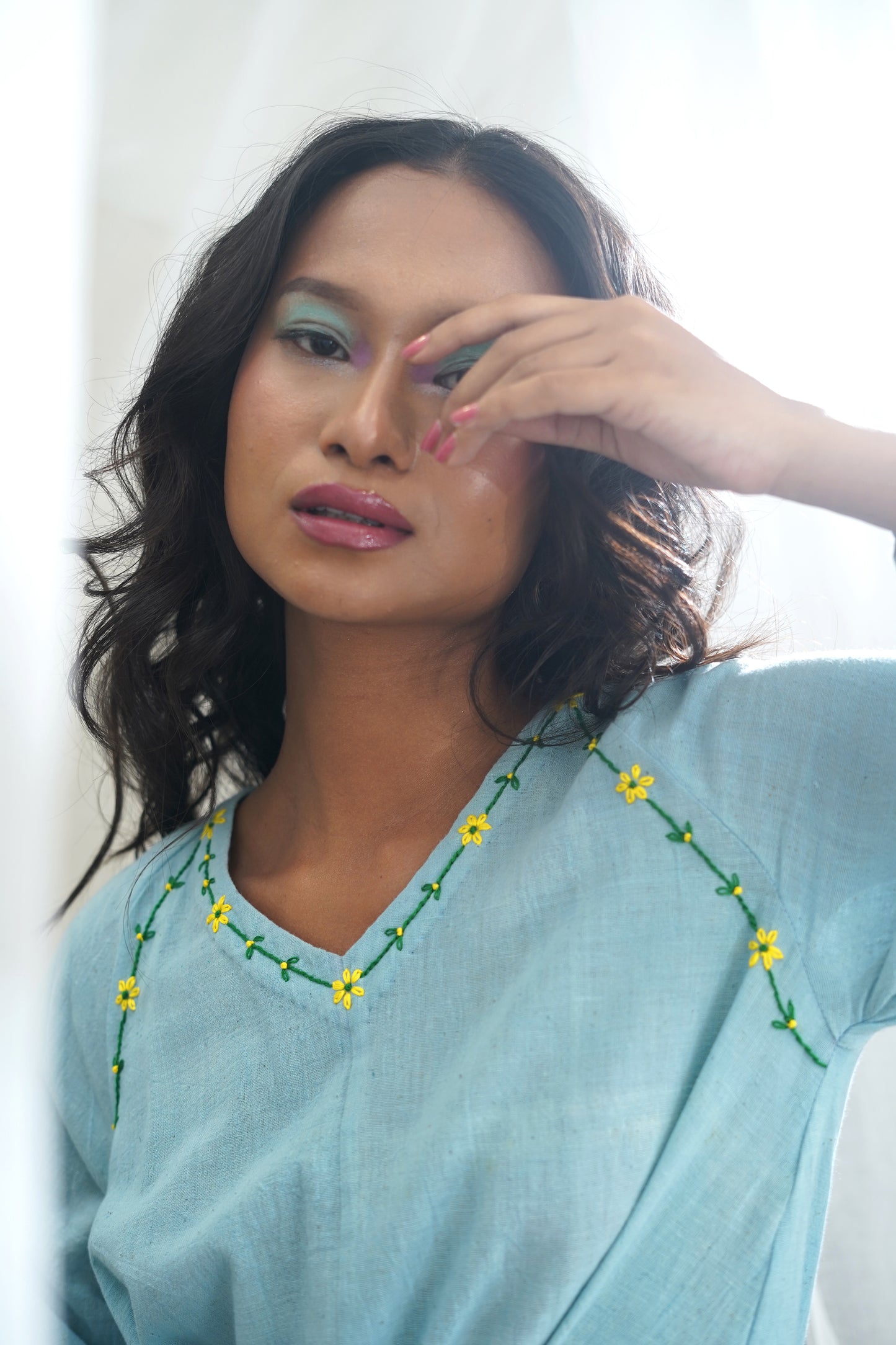 Hibo Sky Blue Midi Dress