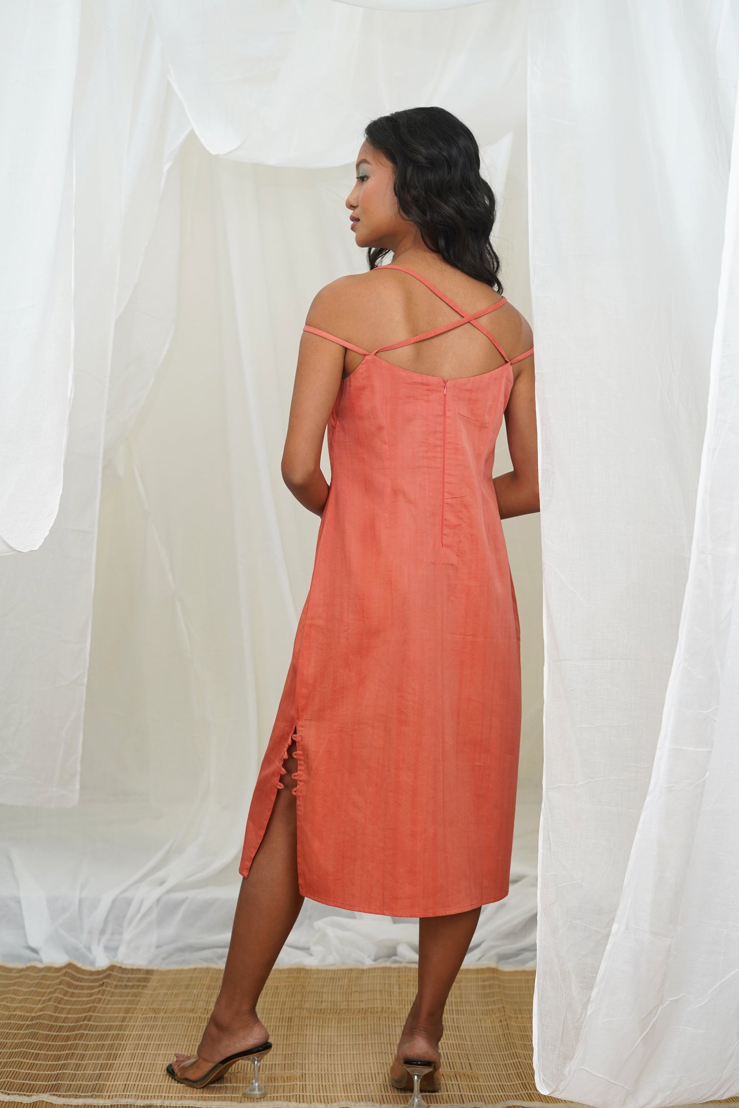 Thabani Orange Slip Dress