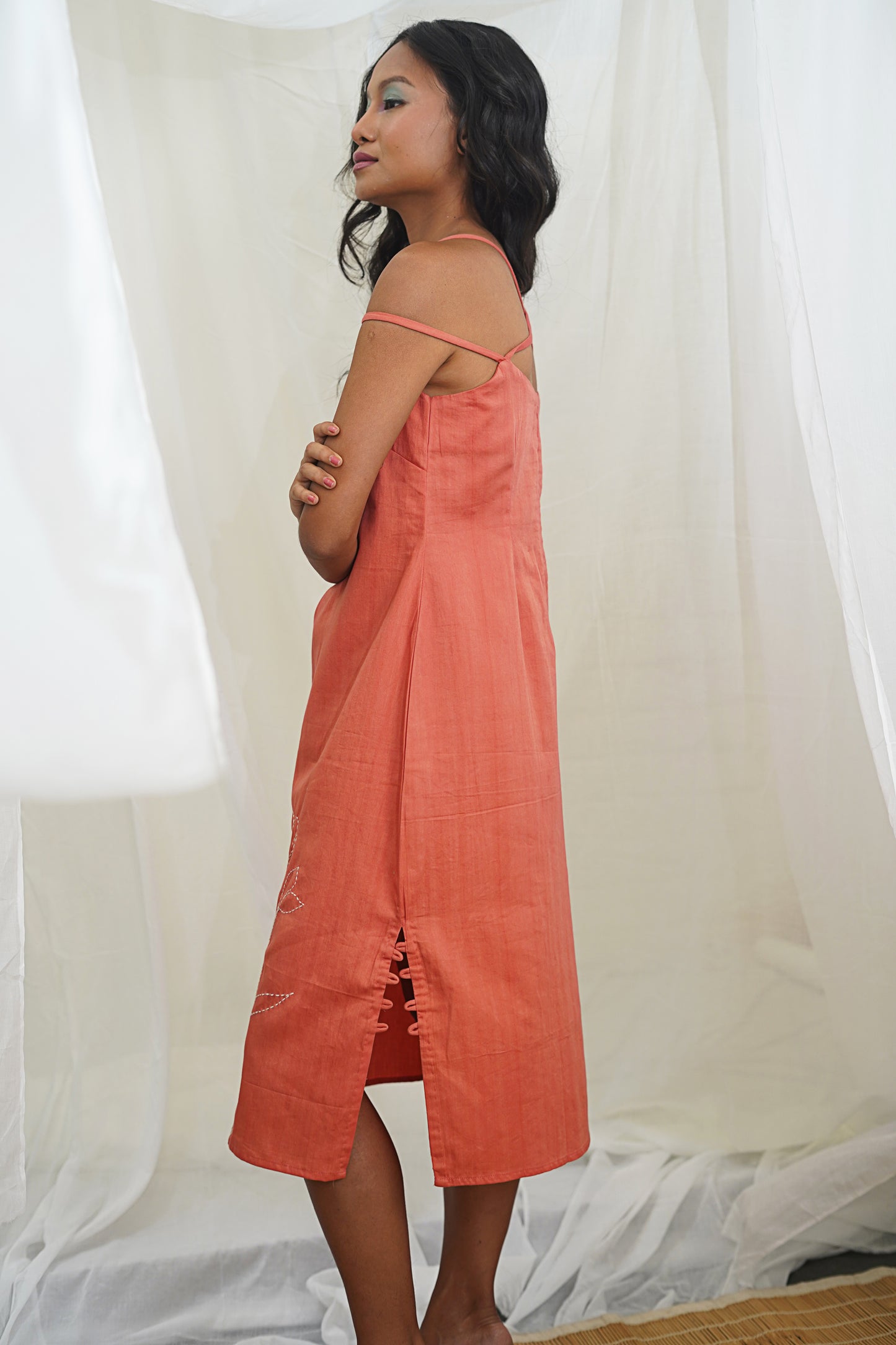 Thabani Orange Slip Dress