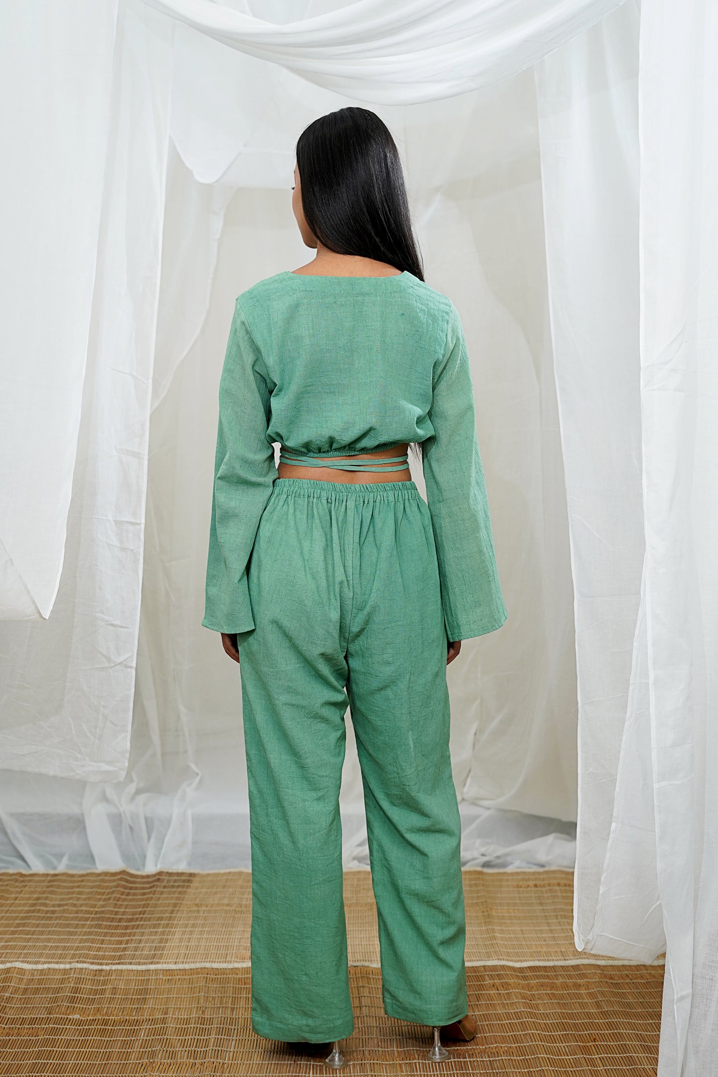 Makena Green Tie Detail Crop Top