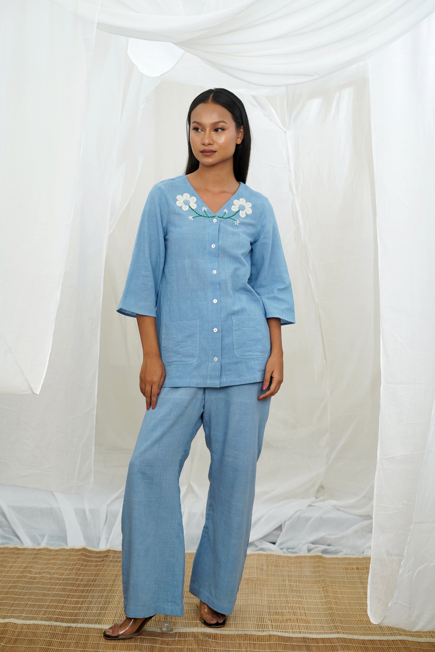 Diallo Blue Pleated Trouser