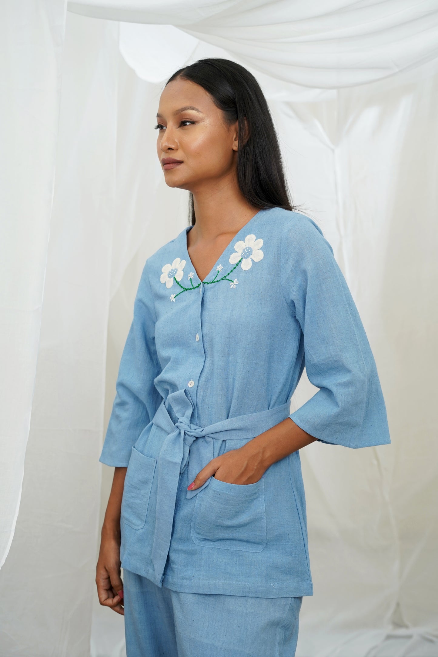 Femi Blue Pocket Top