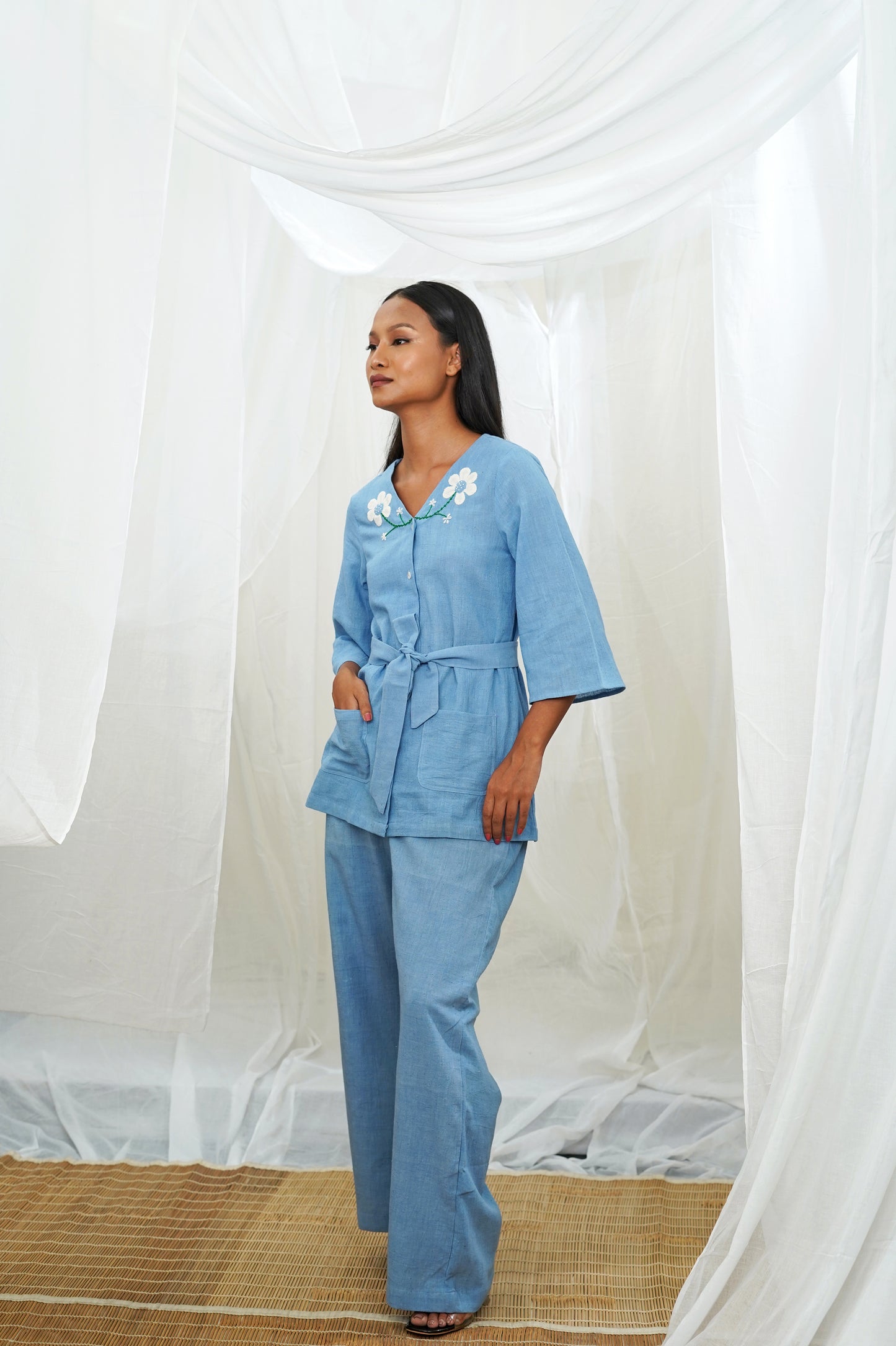 Femi Blue Pocket Top