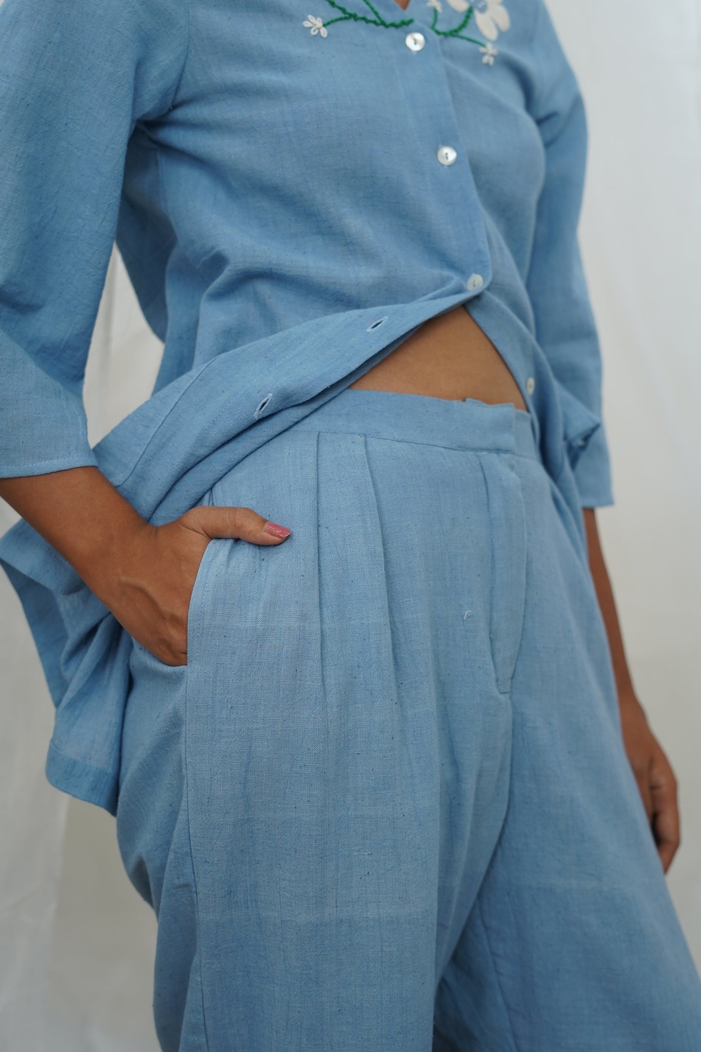Diallo Blue Pleated Trouser