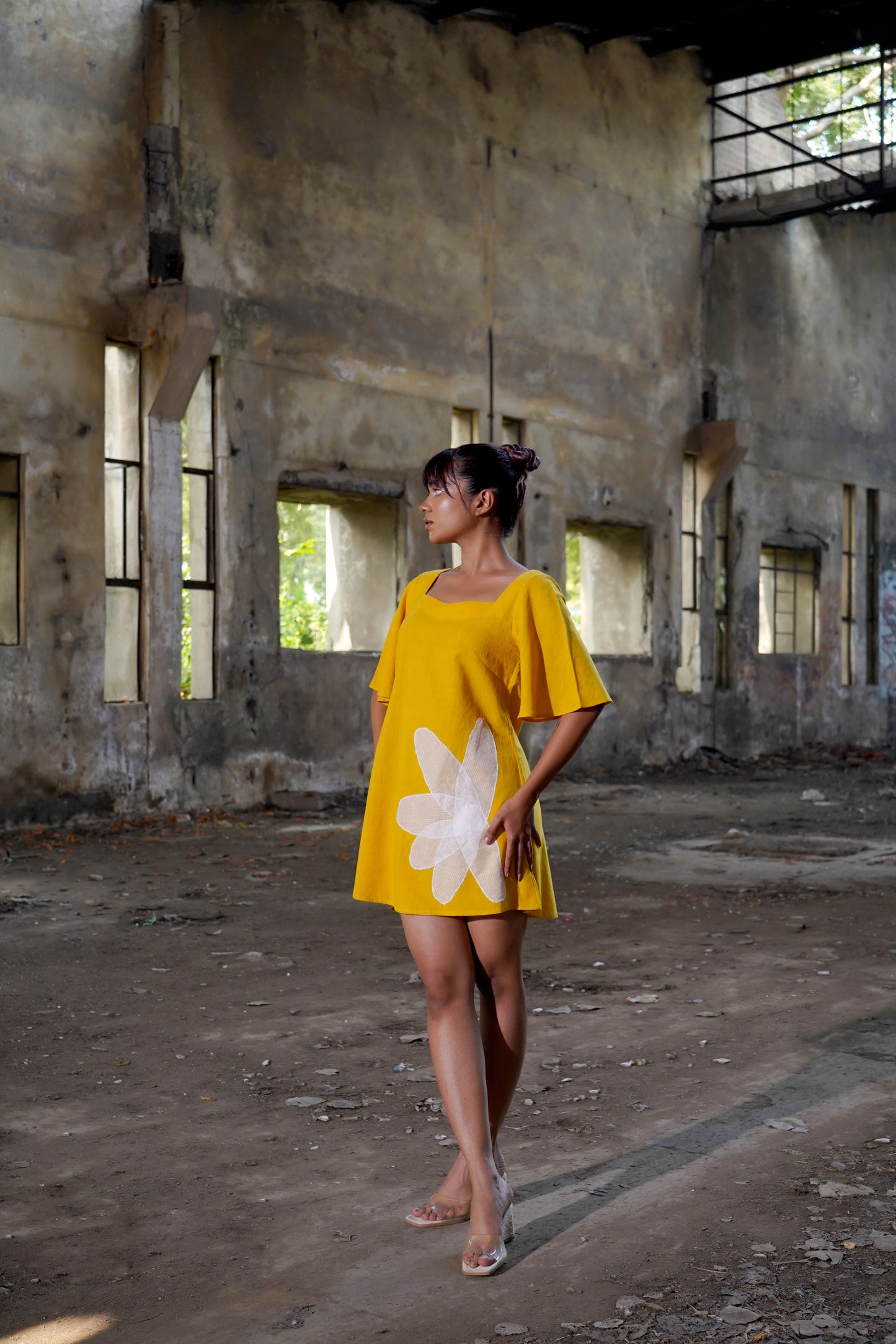 Floral Symphony Yellow Dress