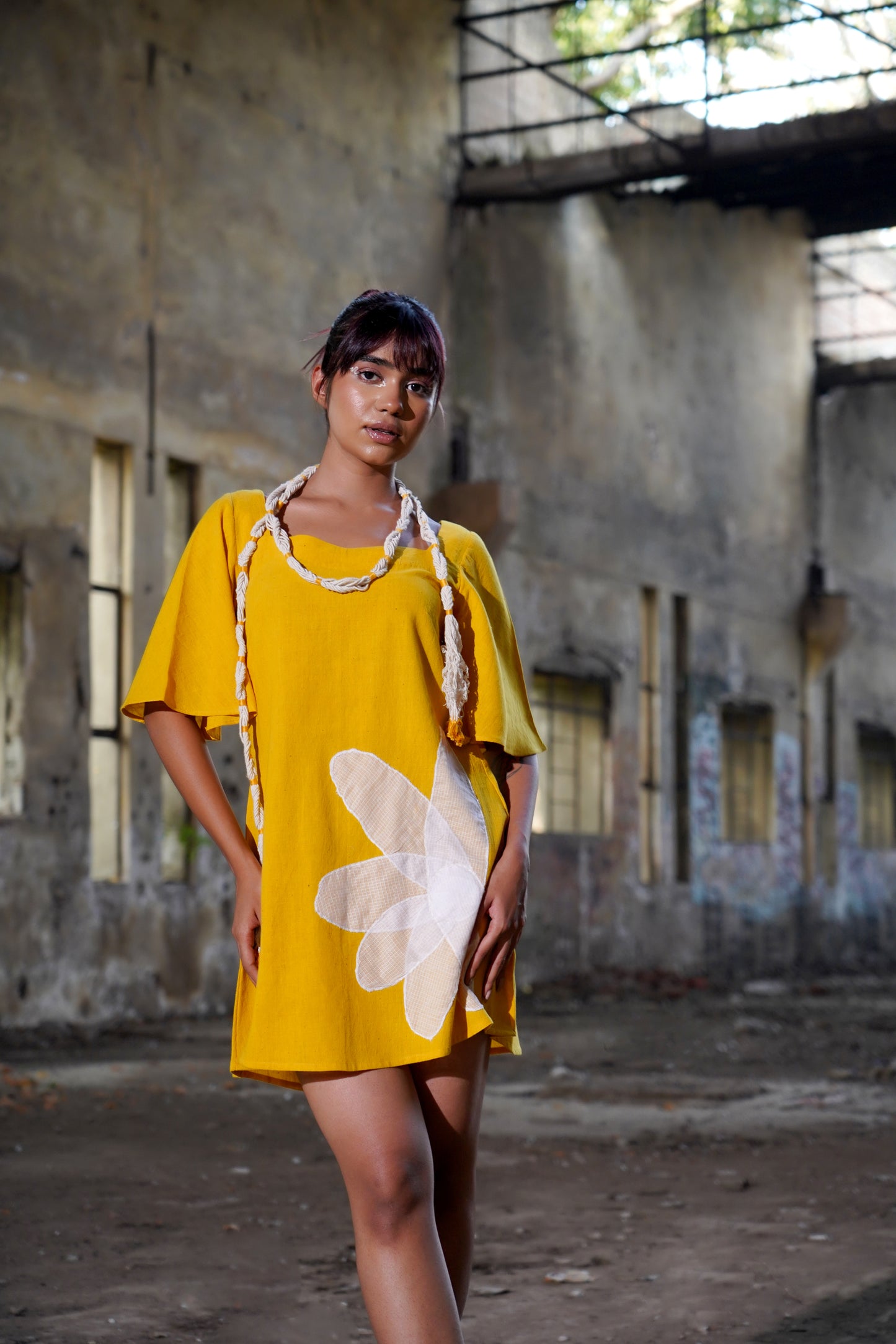 Floral Symphony Yellow Dress