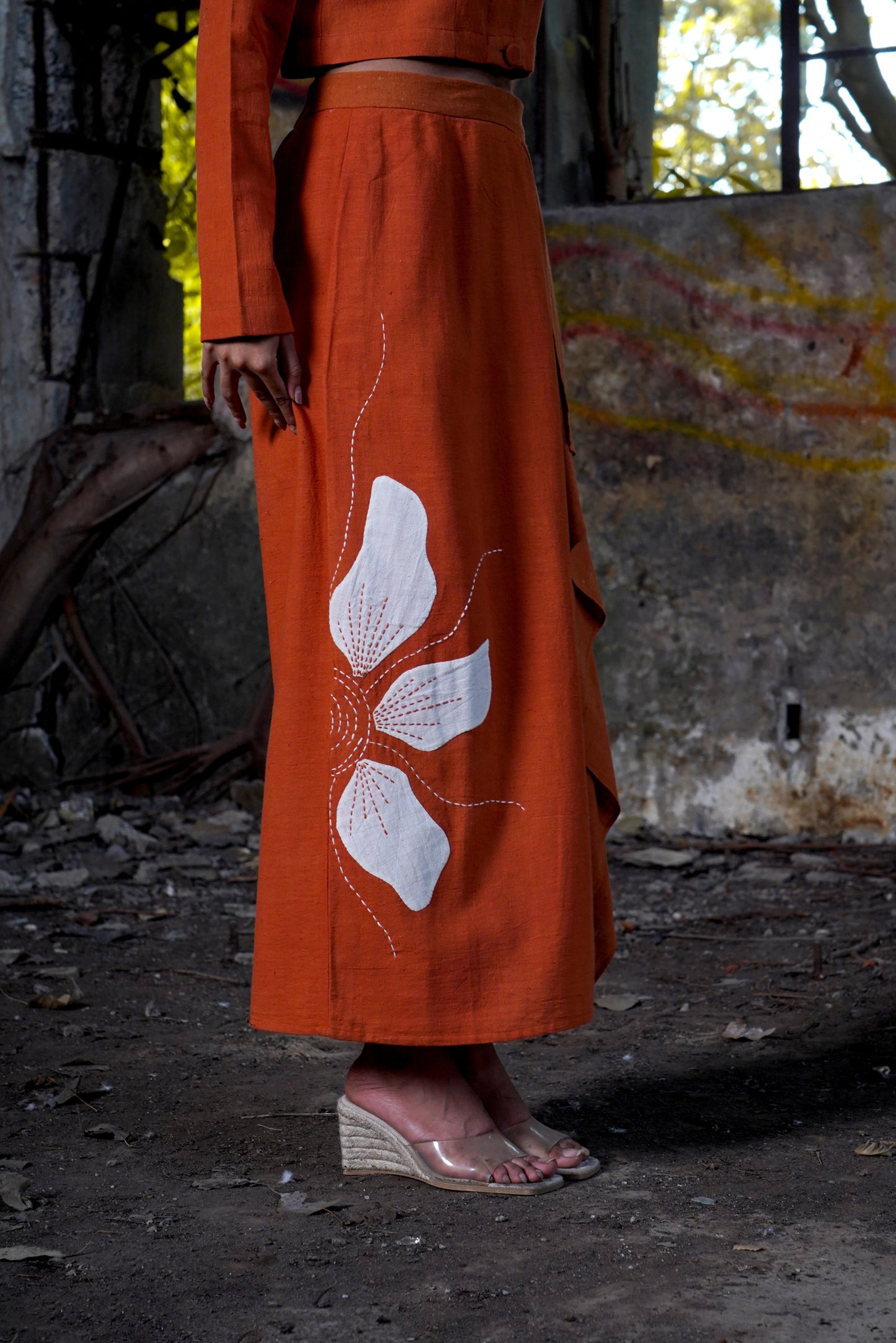 Rustic Petals Asymmetry Skirt
