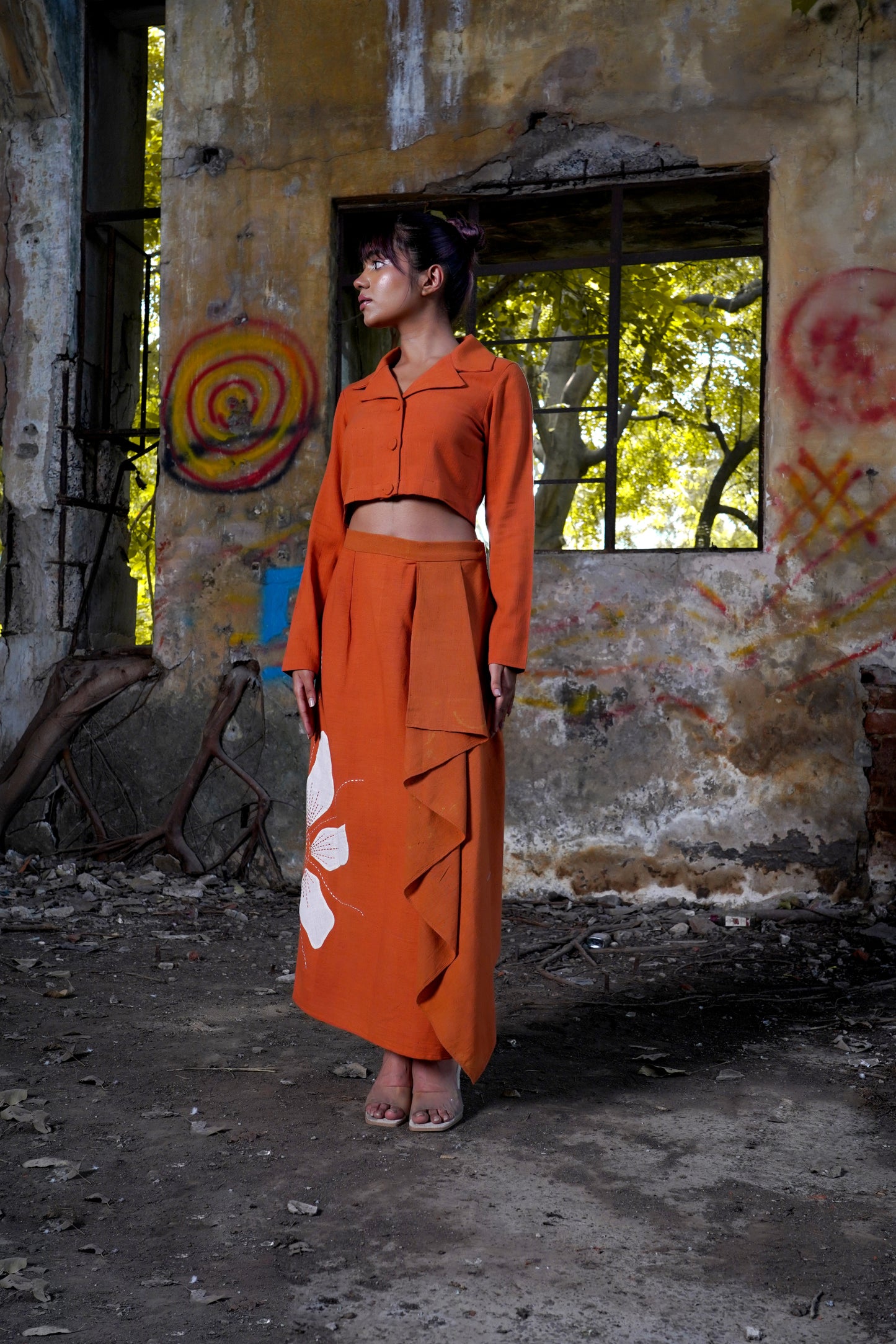 Rustic Petals Asymmetry Skirt