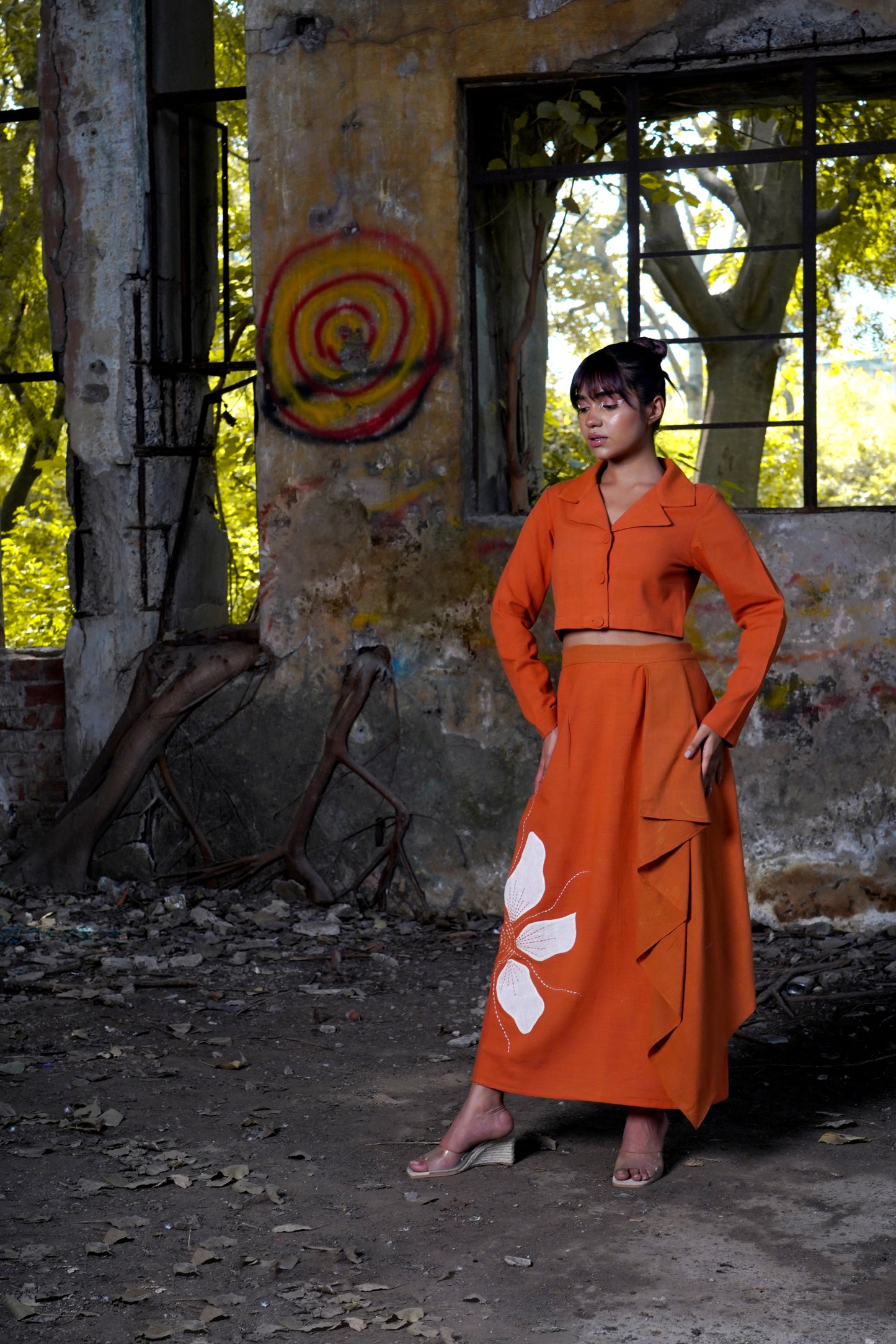 Rustic Petals Asymmetry Skirt