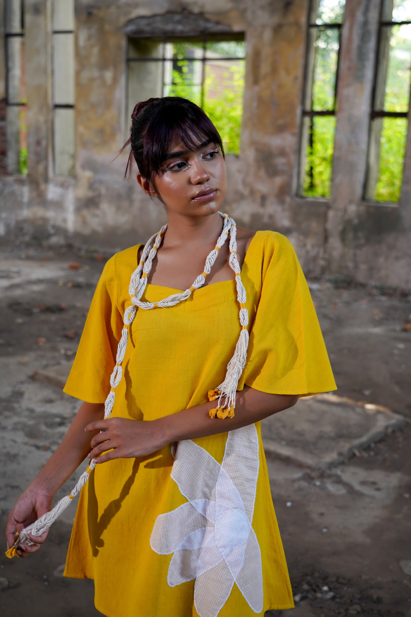 Floral Symphony Yellow Dress