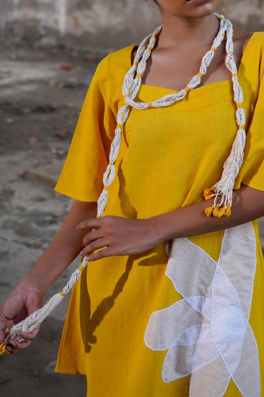 Yellow crafted belt neckpiece