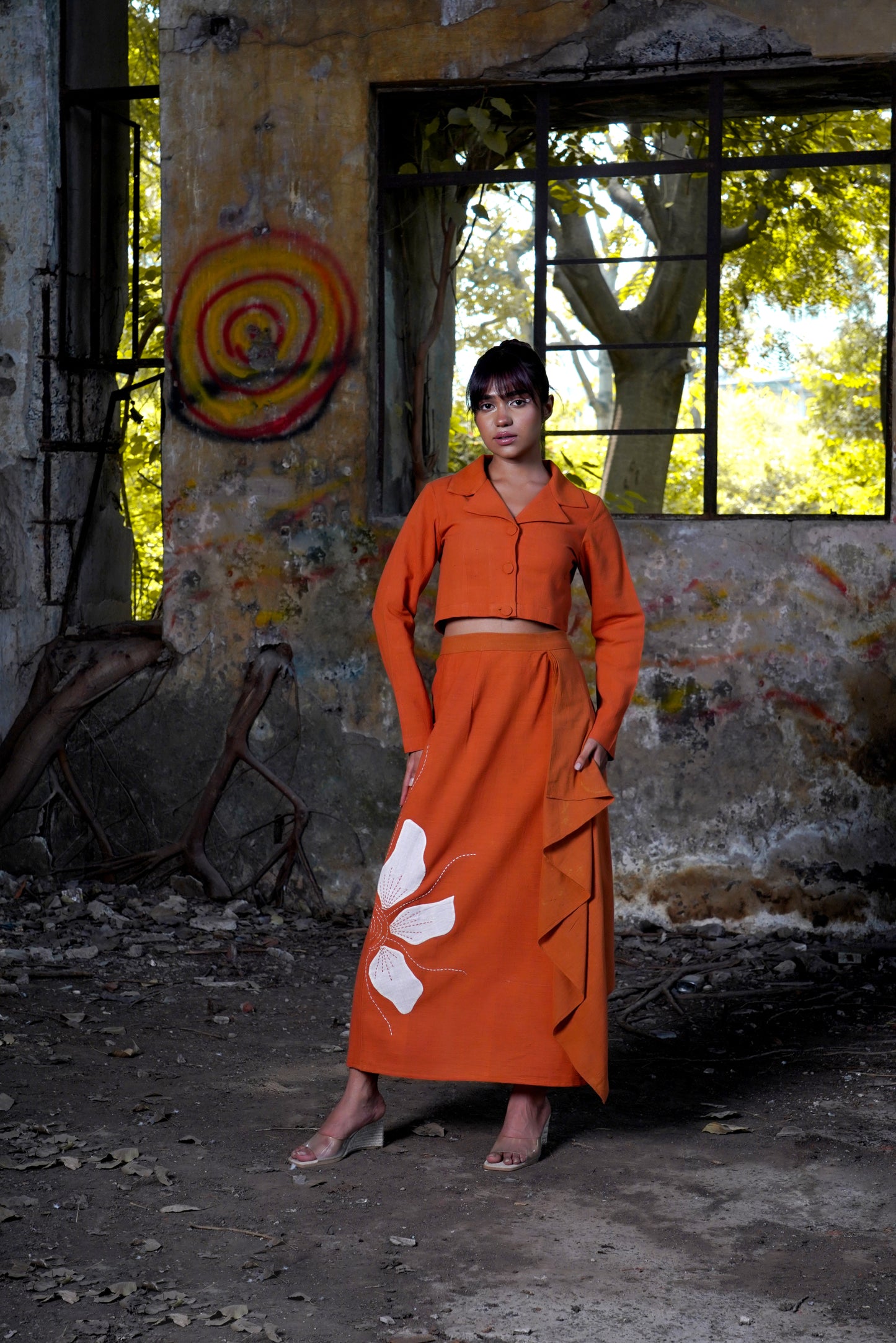 Rustic Petals Asymmetry Skirt