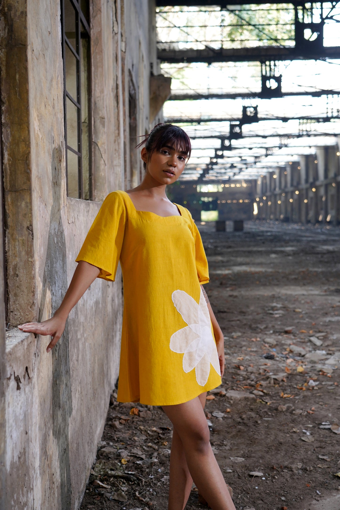 Floral Symphony Yellow Dress