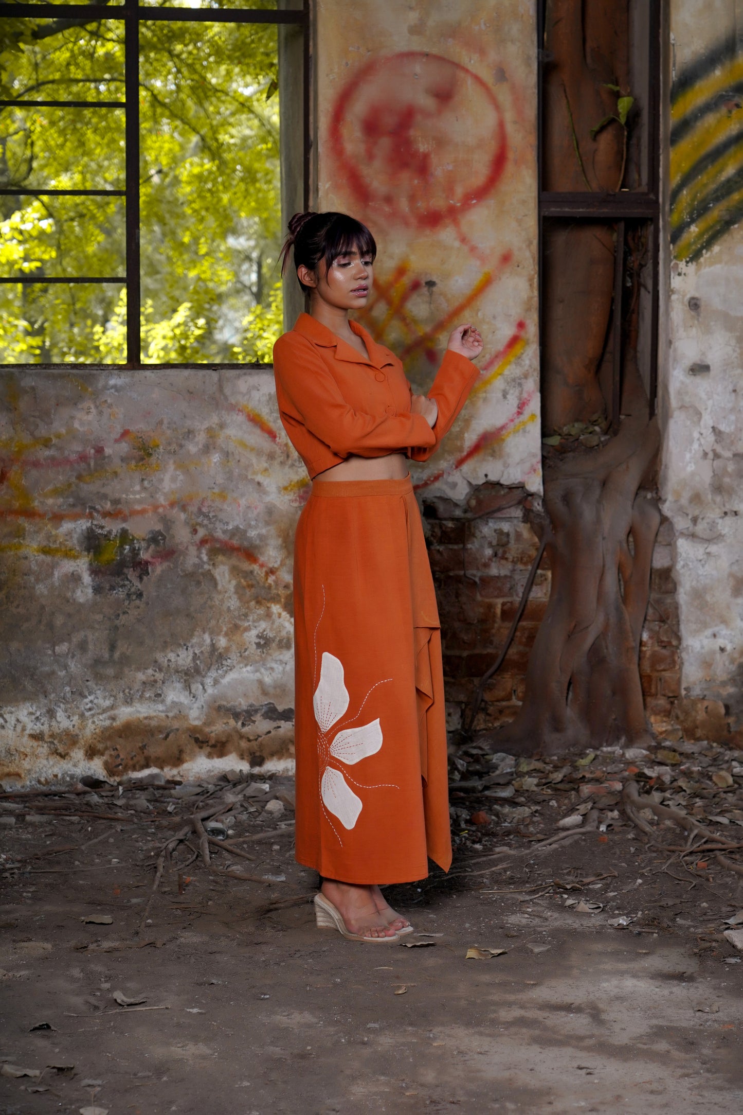 Rustic Petals Asymmetry Skirt