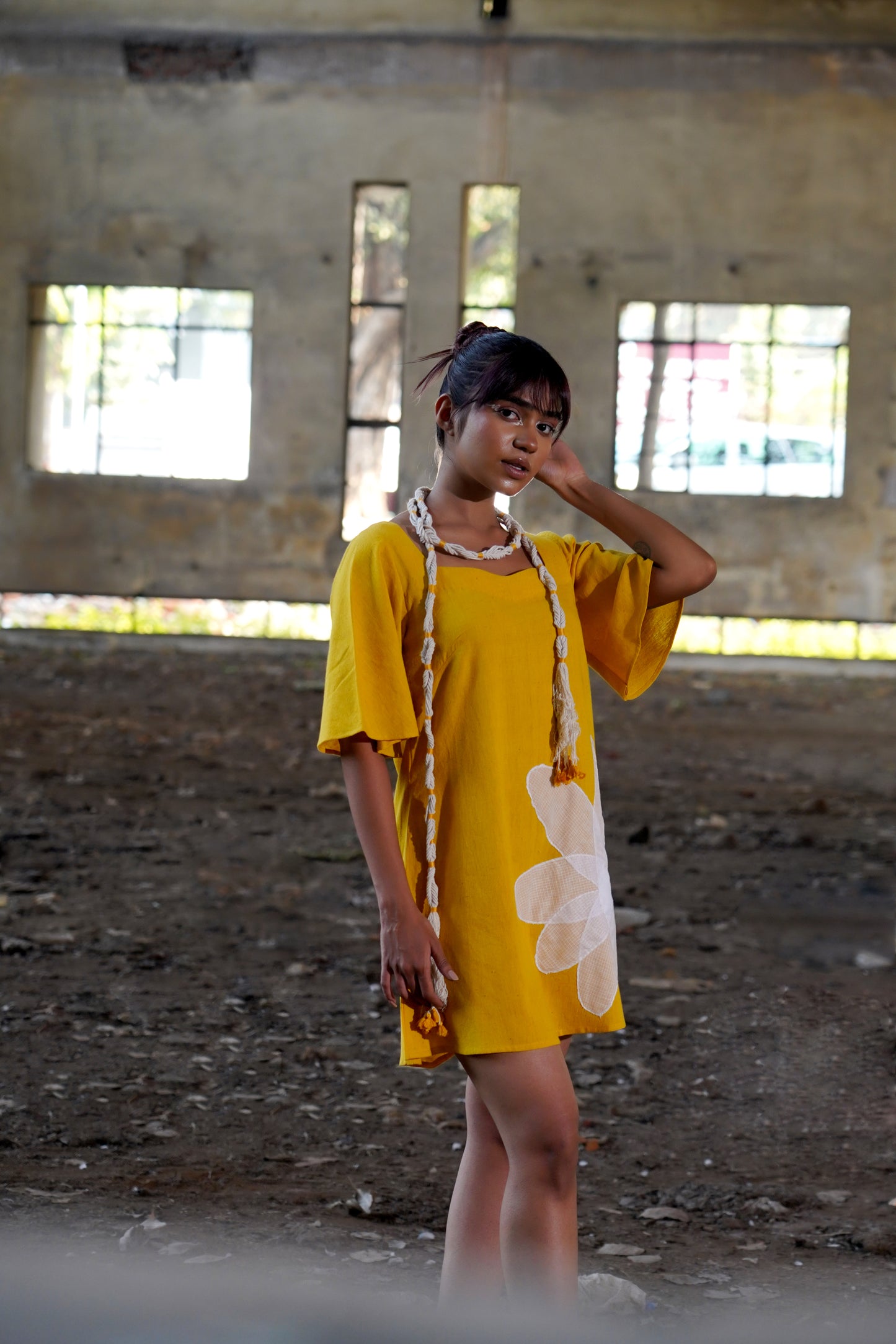 Floral Symphony Yellow Dress