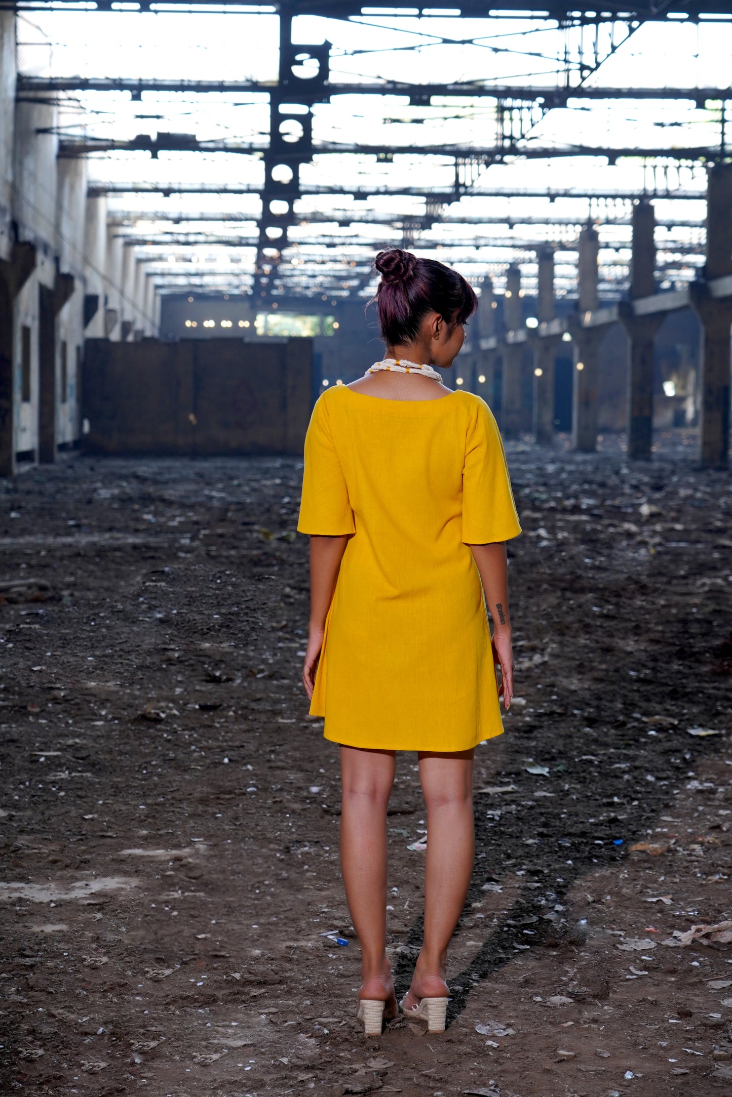 Floral Symphony Yellow Dress