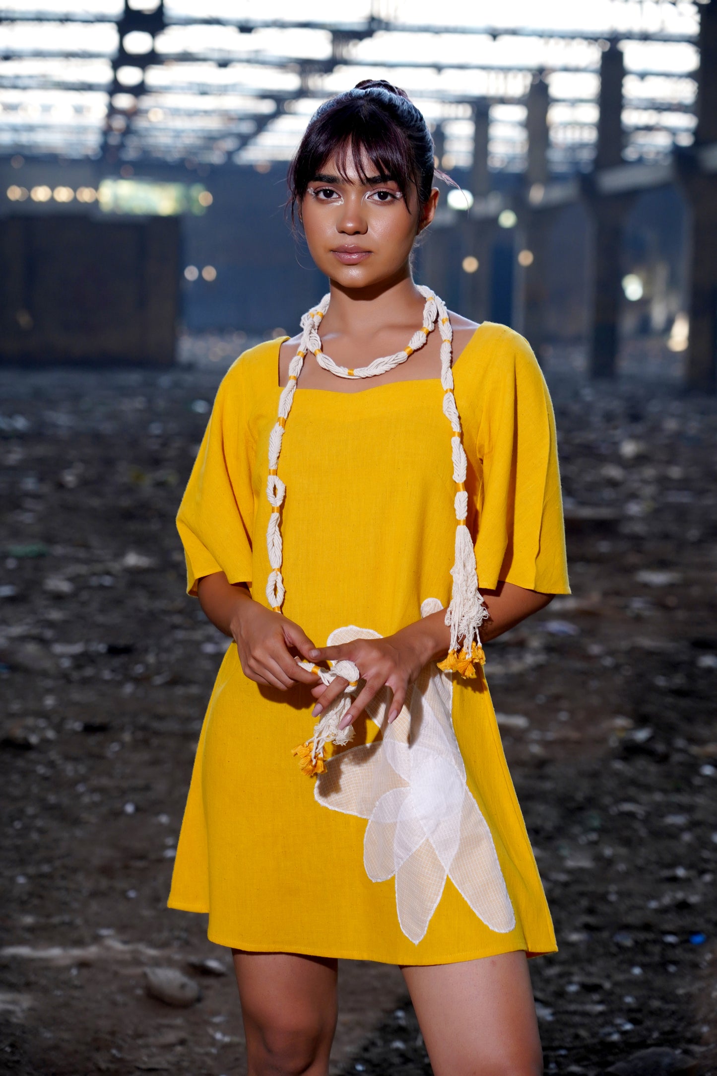 Floral Symphony Yellow Dress