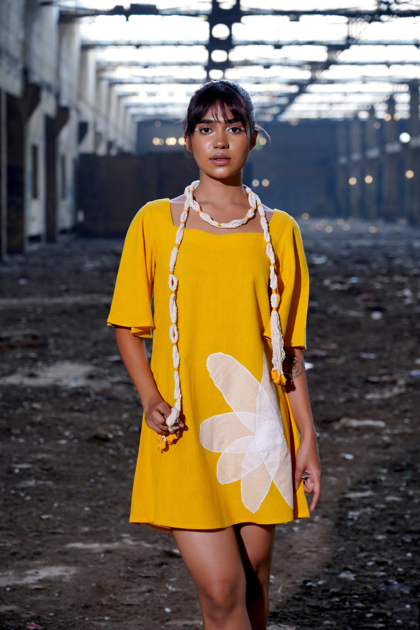 Floral Symphony Yellow Dress