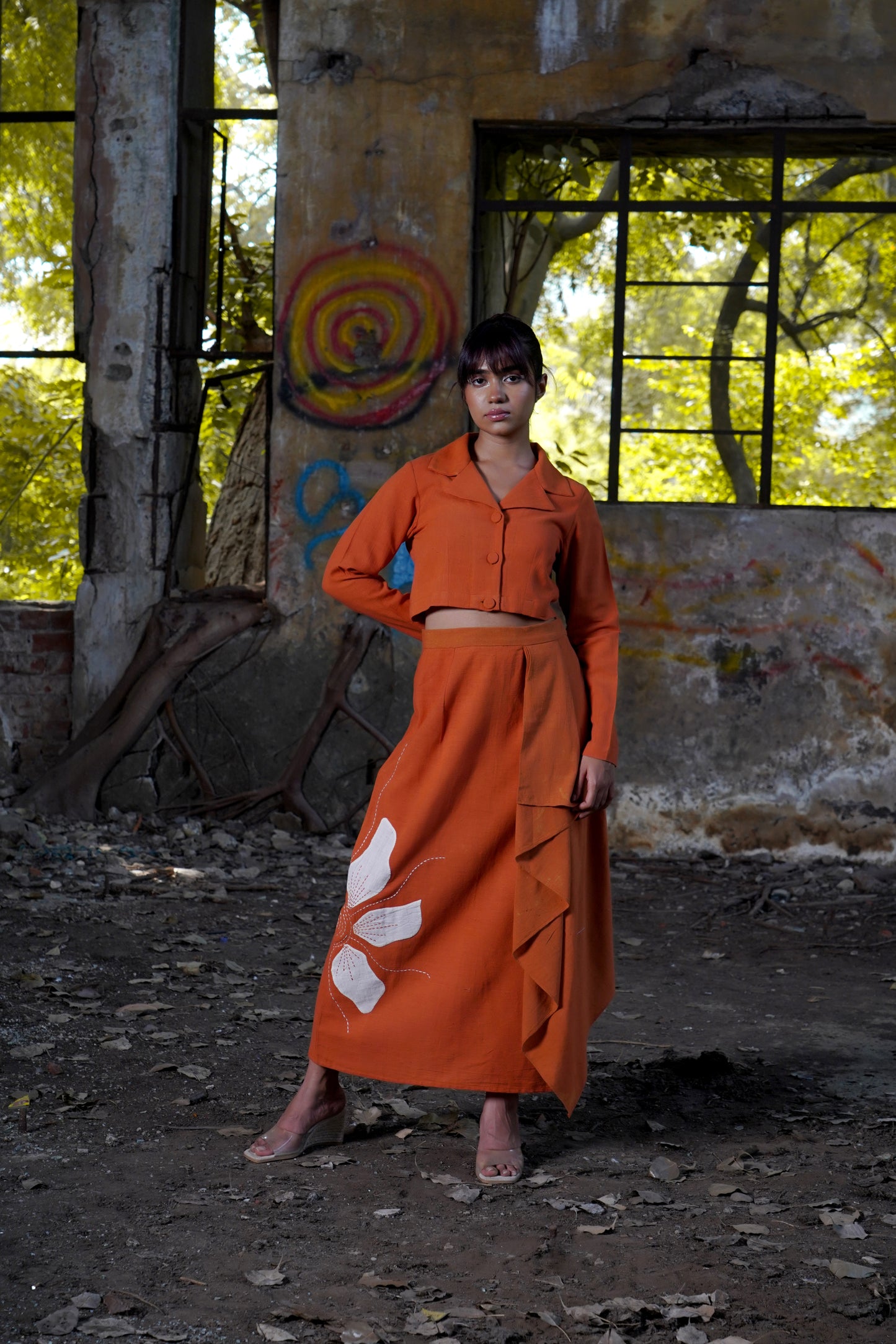 Rustic Petals Asymmetry Skirt