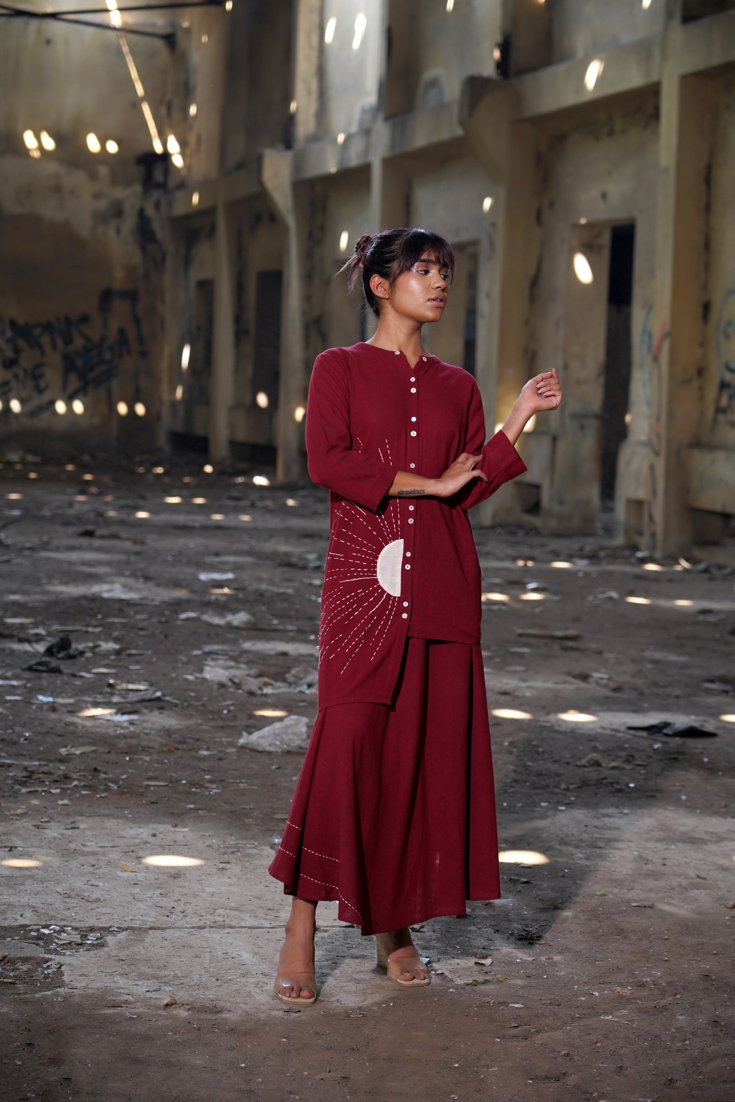 Maroon Radiance Sunburst Tunic