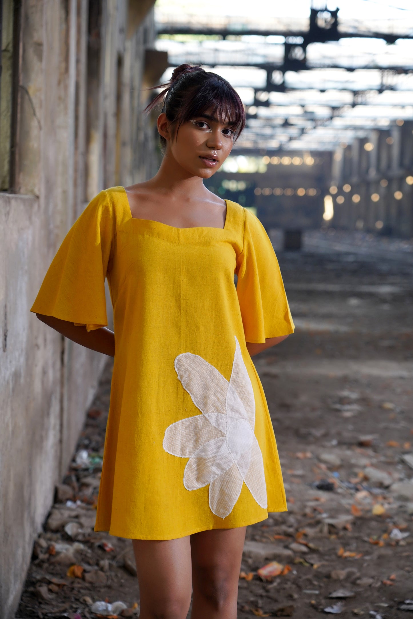 Floral Symphony Yellow Dress