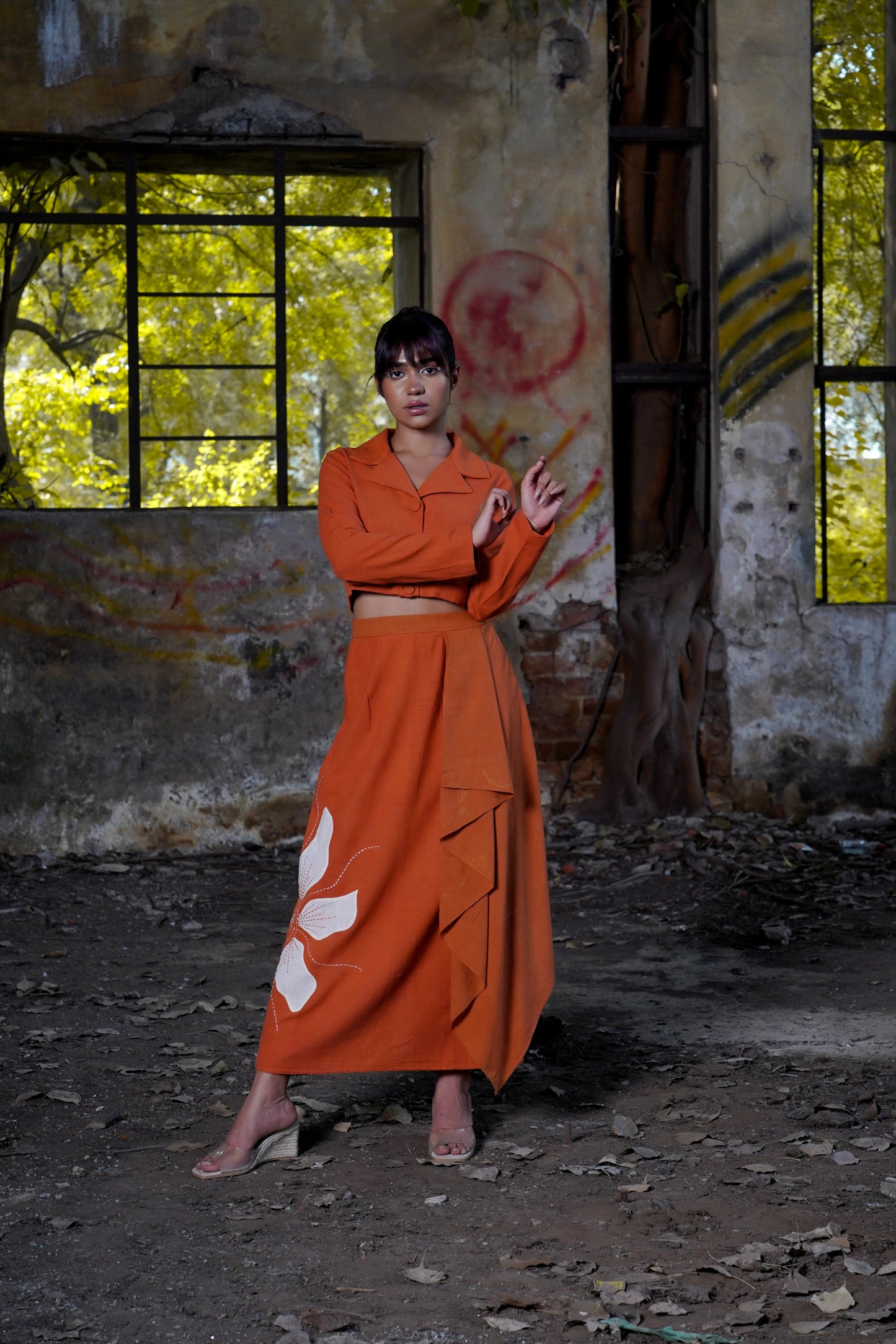 Rustic Petals Asymmetry Skirt