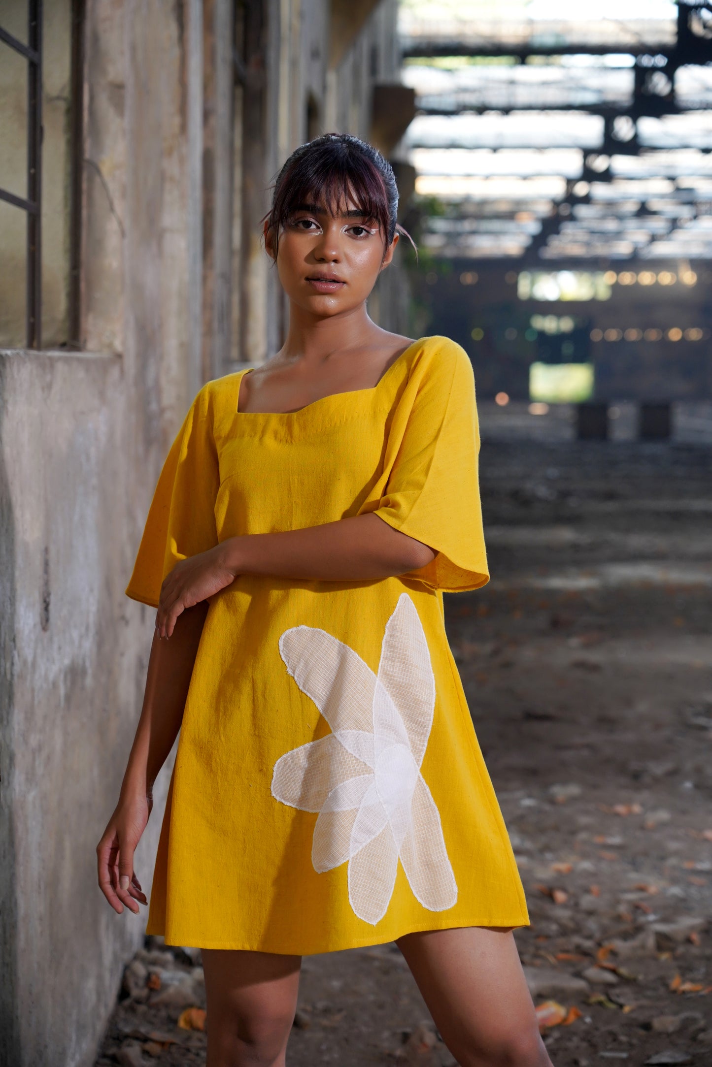 Floral Symphony Yellow Dress