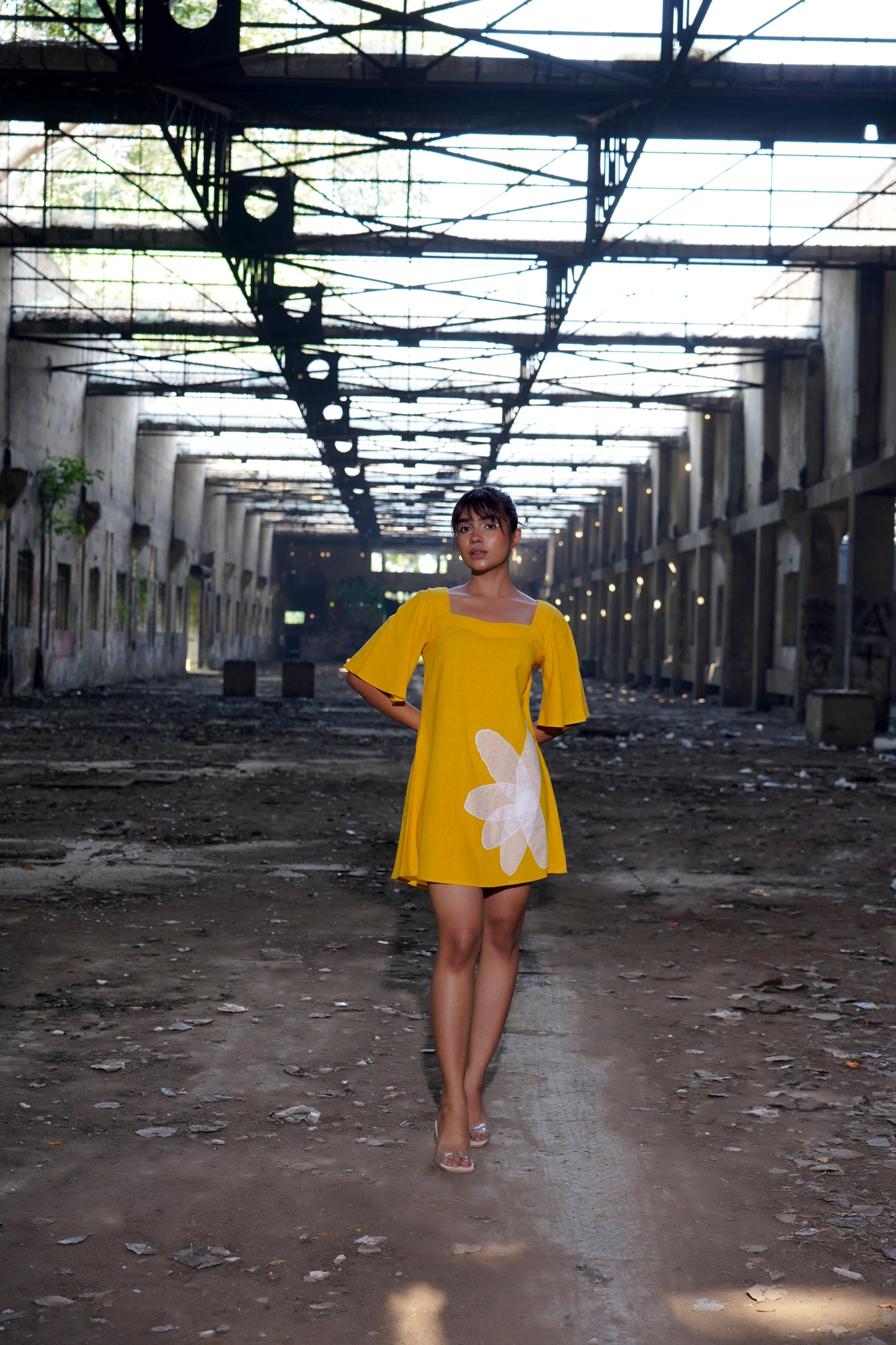 Floral Symphony Yellow Dress