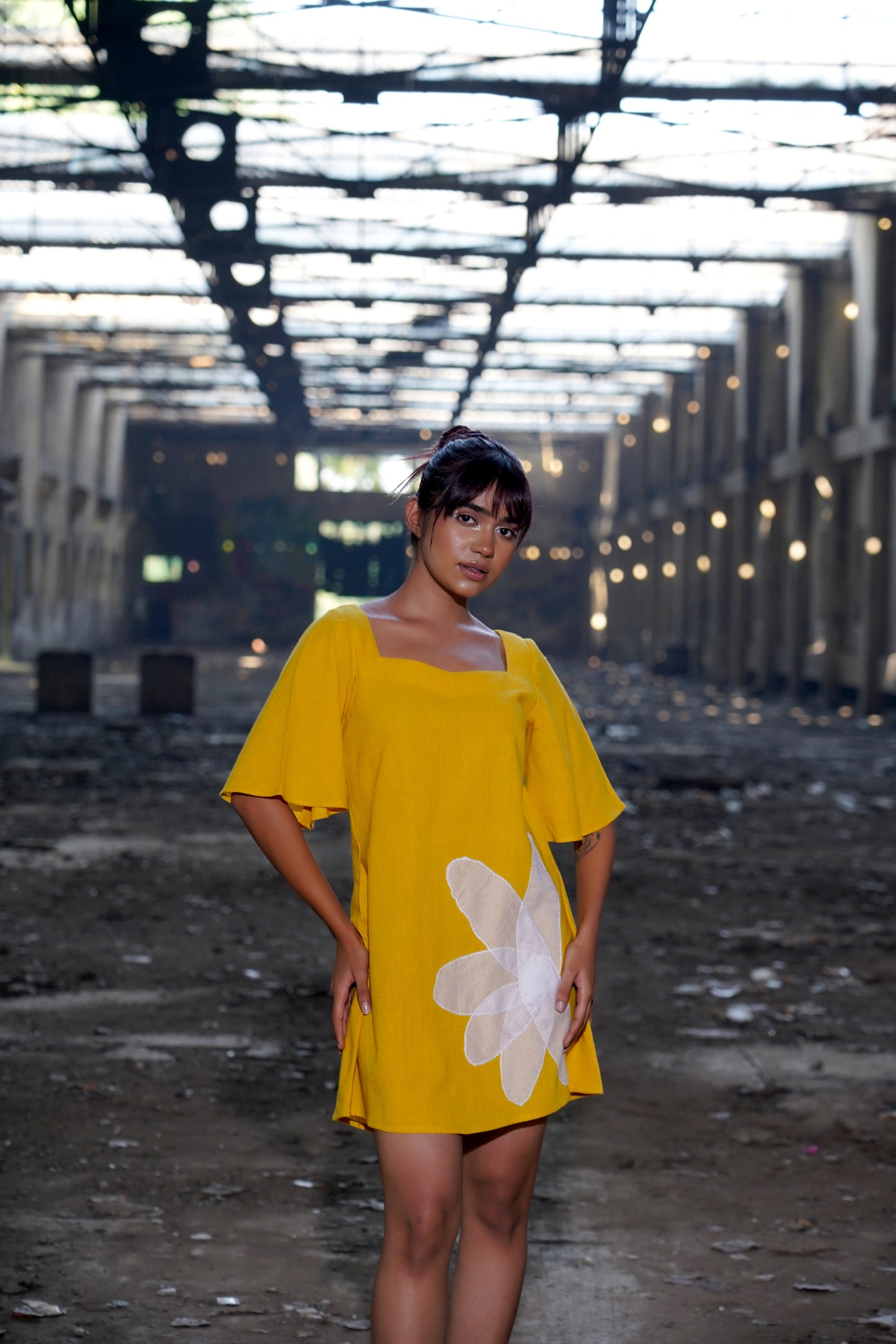 Floral Symphony Yellow Dress