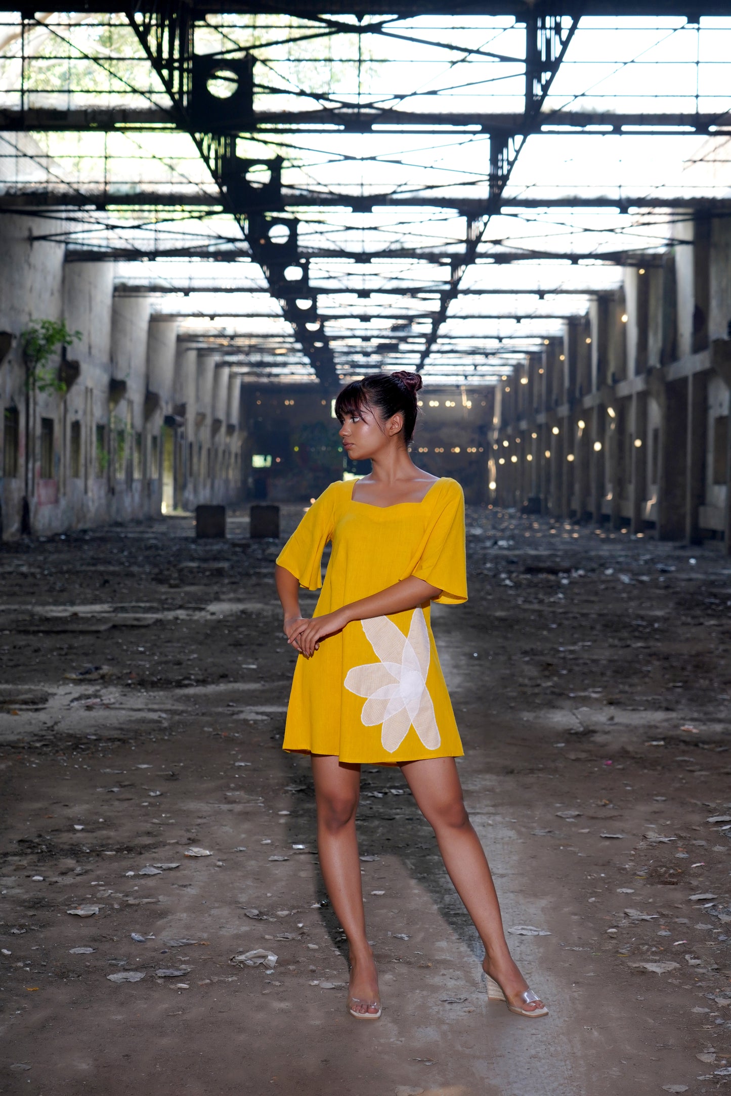 Floral Symphony Yellow Dress