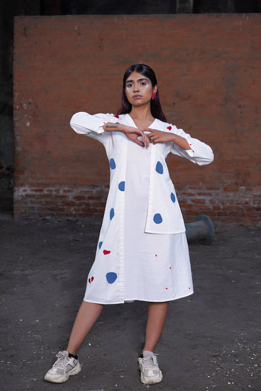 Serene whispers overlay jacket with slip tunic dress