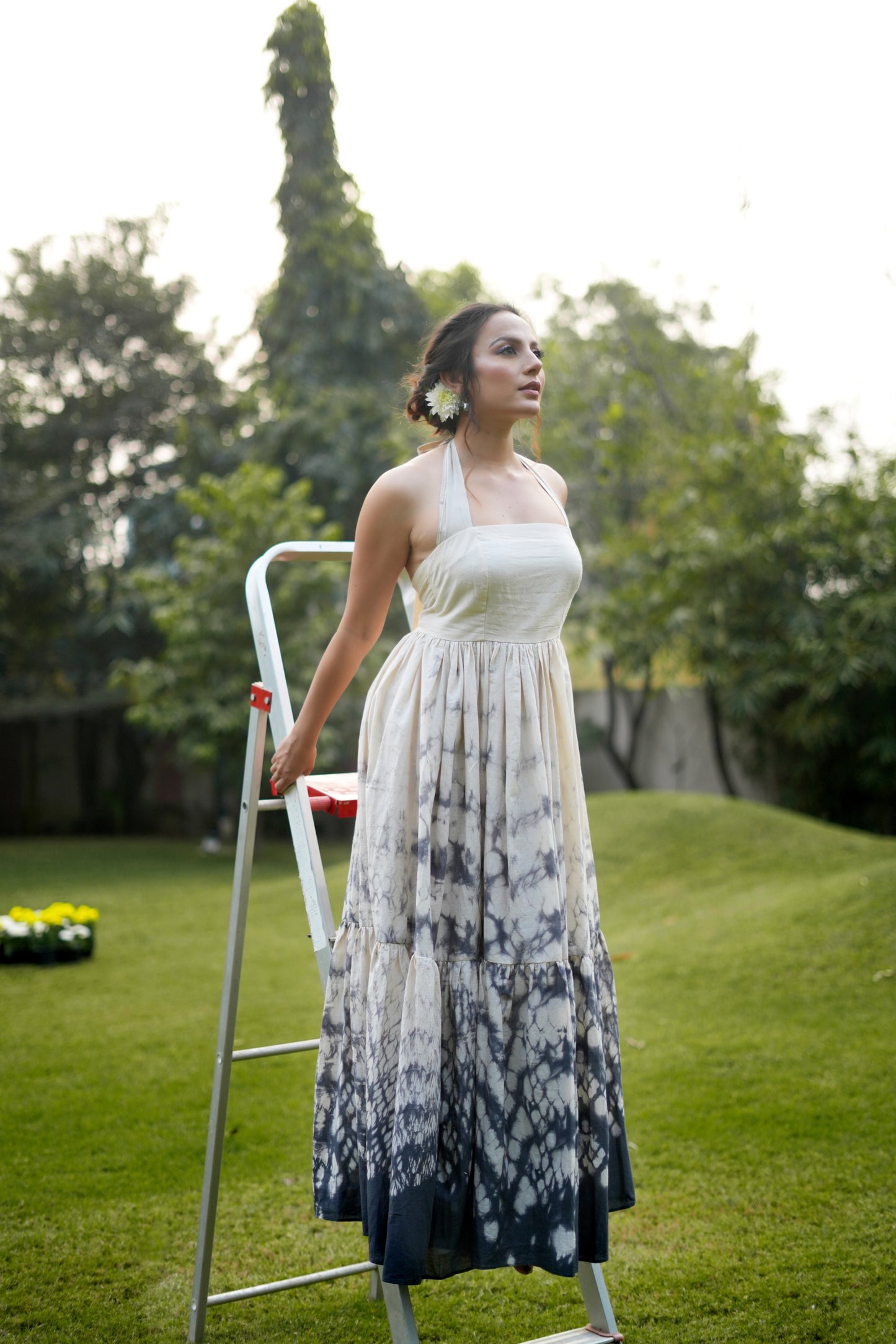 Twilight Drip Halter Maxi Dress