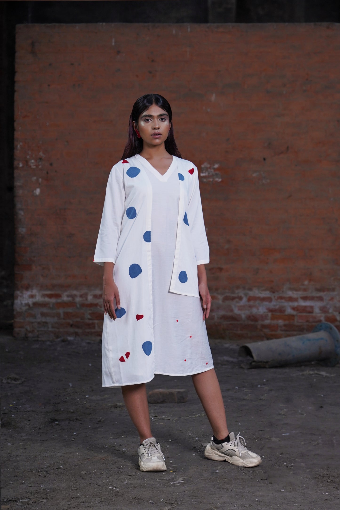 Serene whispers overlay jacket with slip tunic dress
