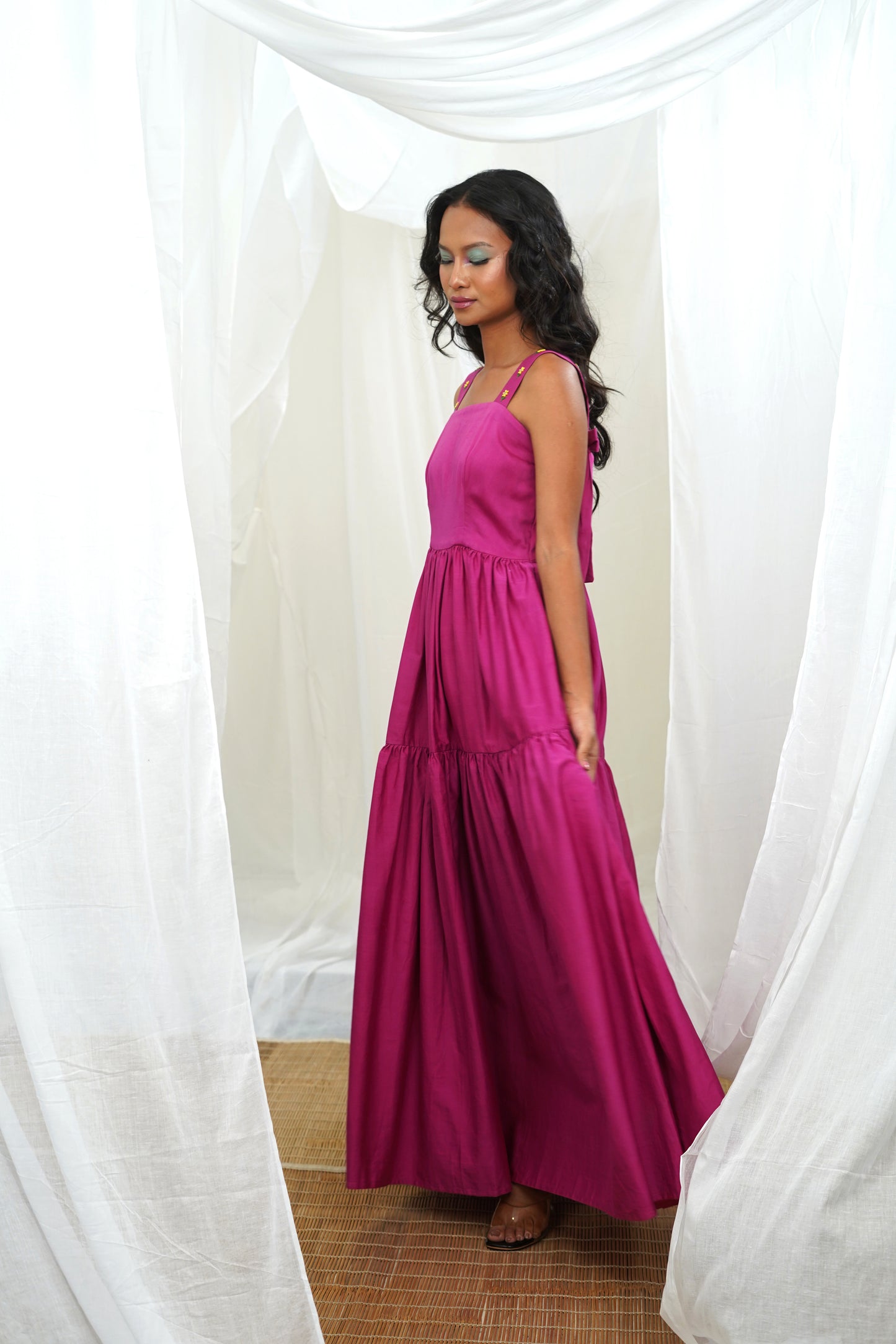 Sipho Tiered Rose Pink Maxi Dress