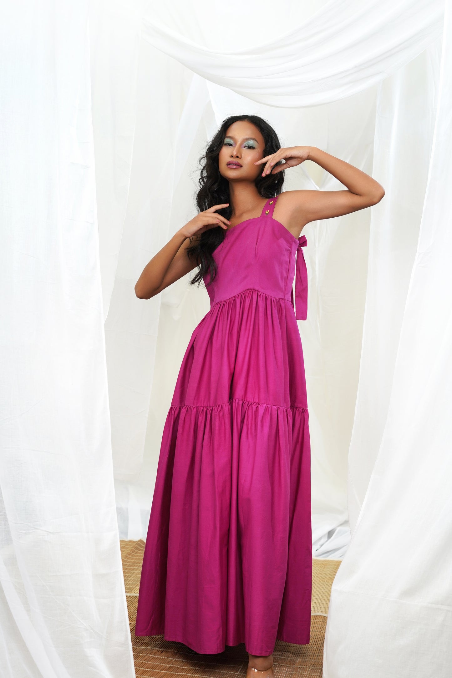 Sipho Tiered Rose Pink Maxi Dress