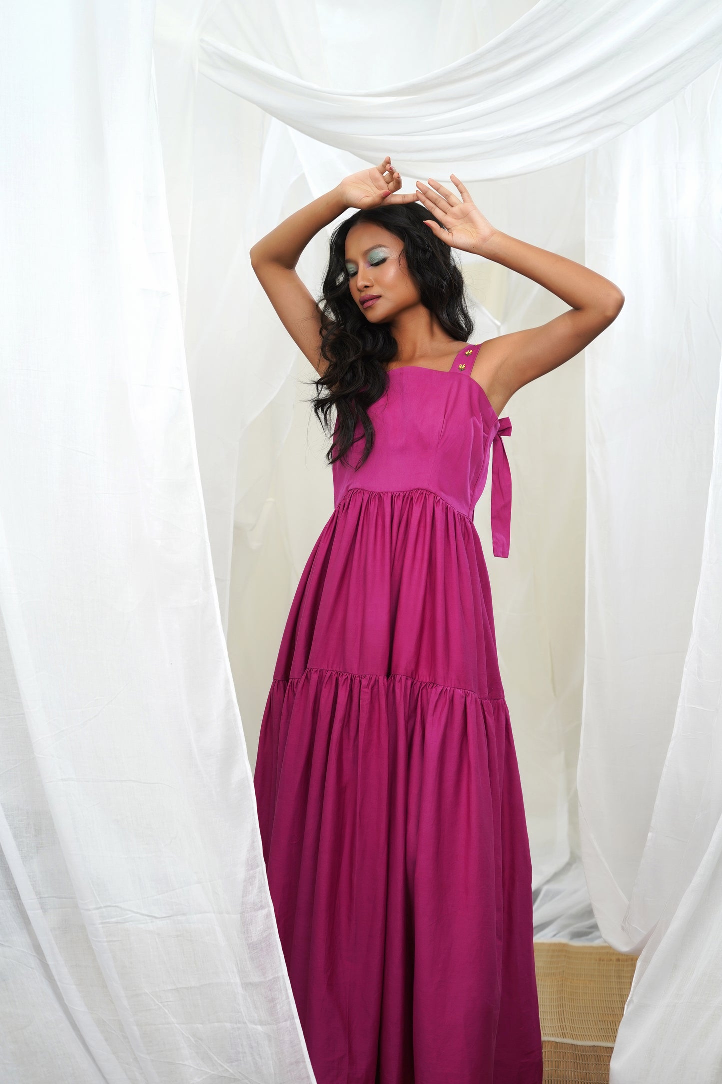 Sipho Tiered Rose Pink Maxi Dress