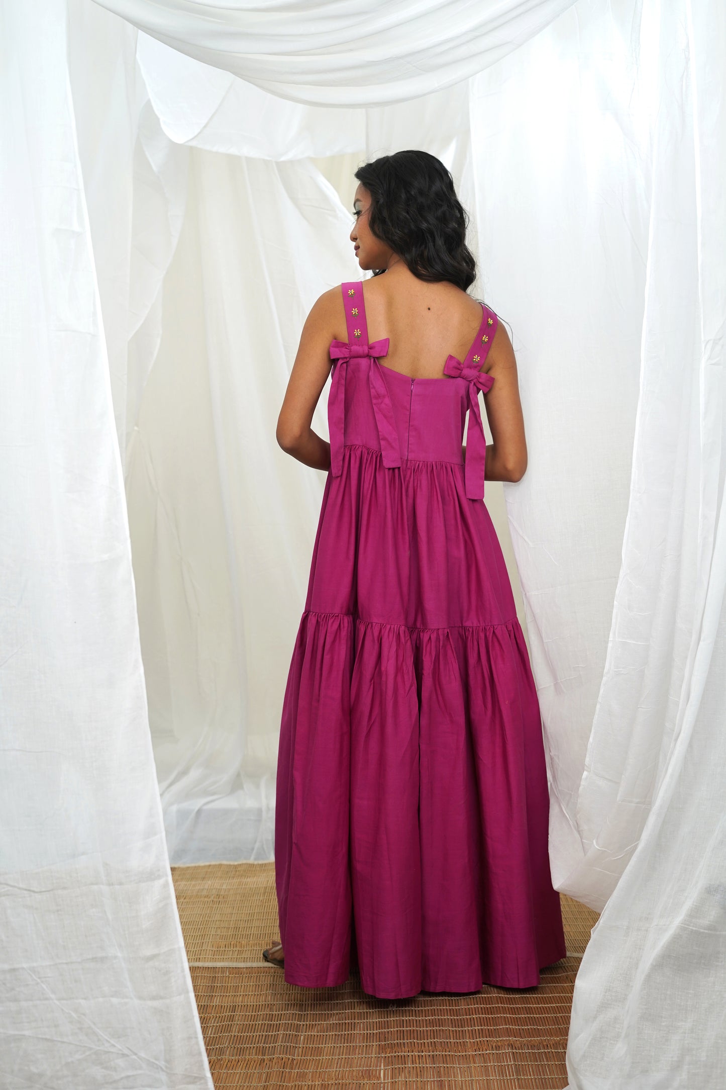 Sipho Tiered Rose Pink Maxi Dress
