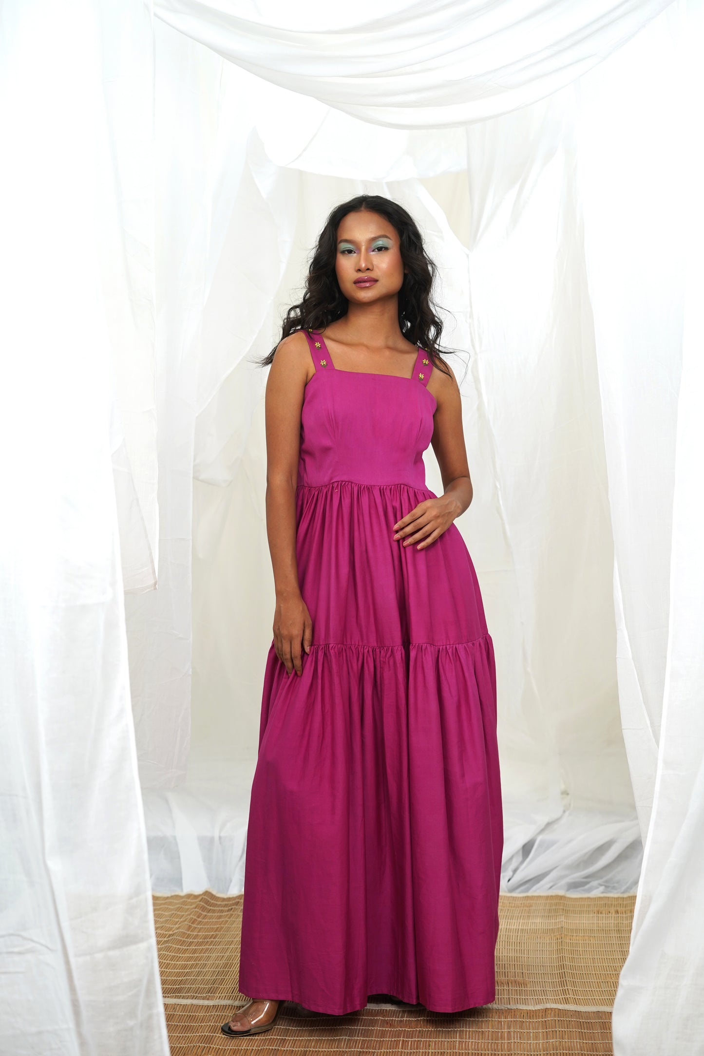 Sipho Tiered Rose Pink Maxi Dress