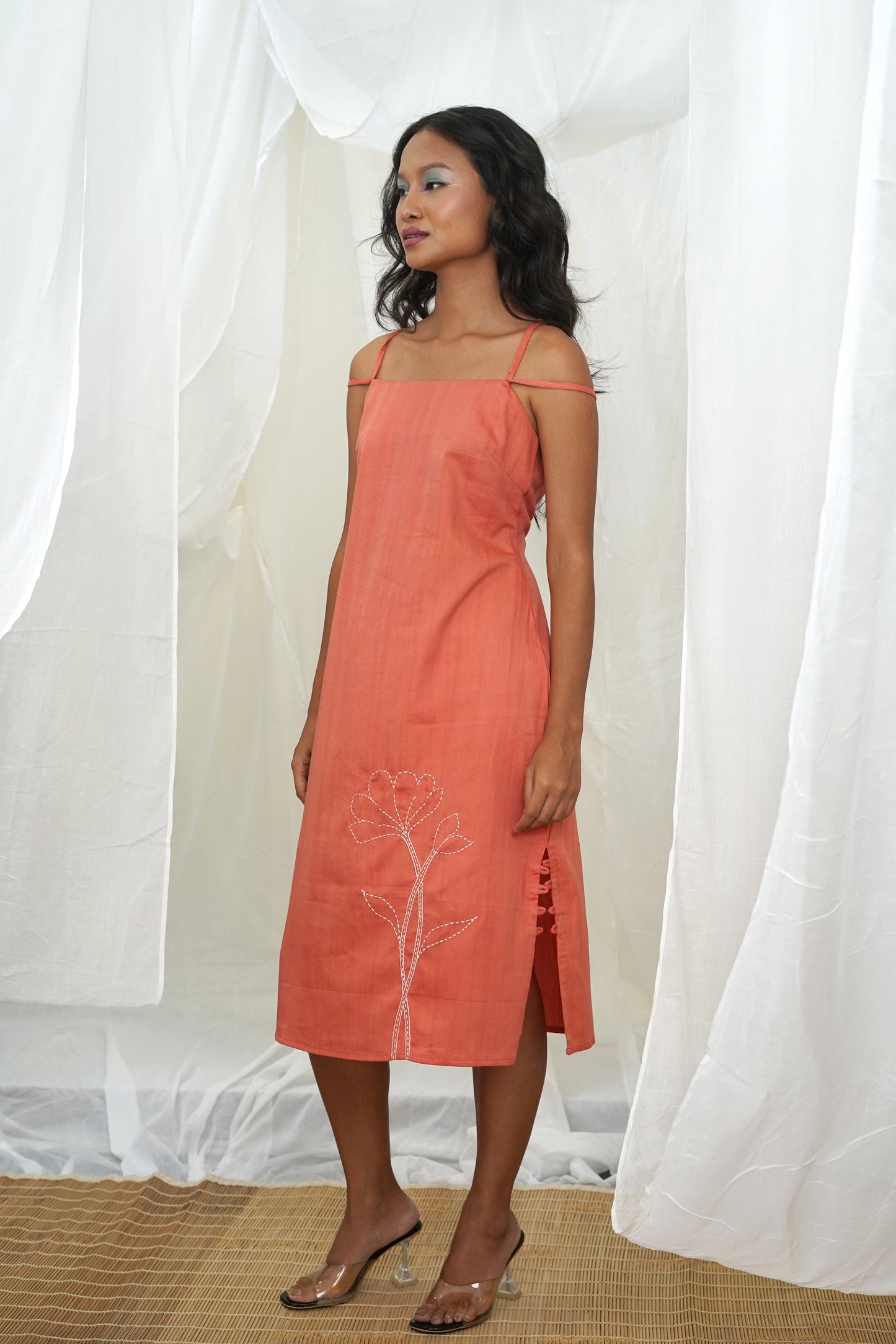 Thabani Orange Slip Dress