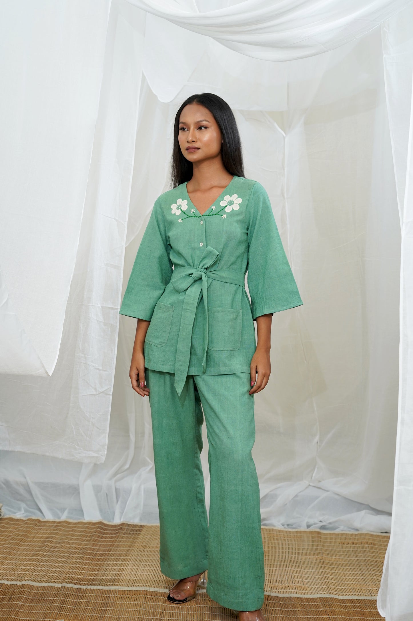 Diallo Green Pleated Trouser