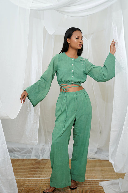 Diallo Green Pleated Trouser