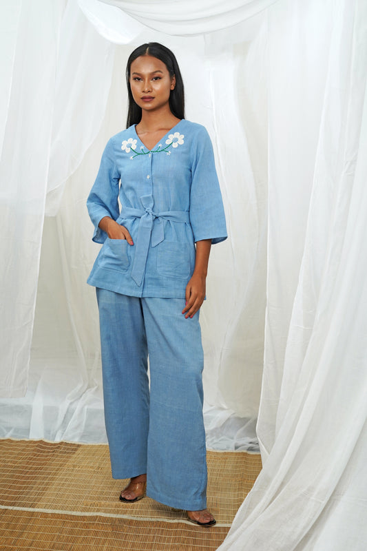 Femi Blue Pocket Top