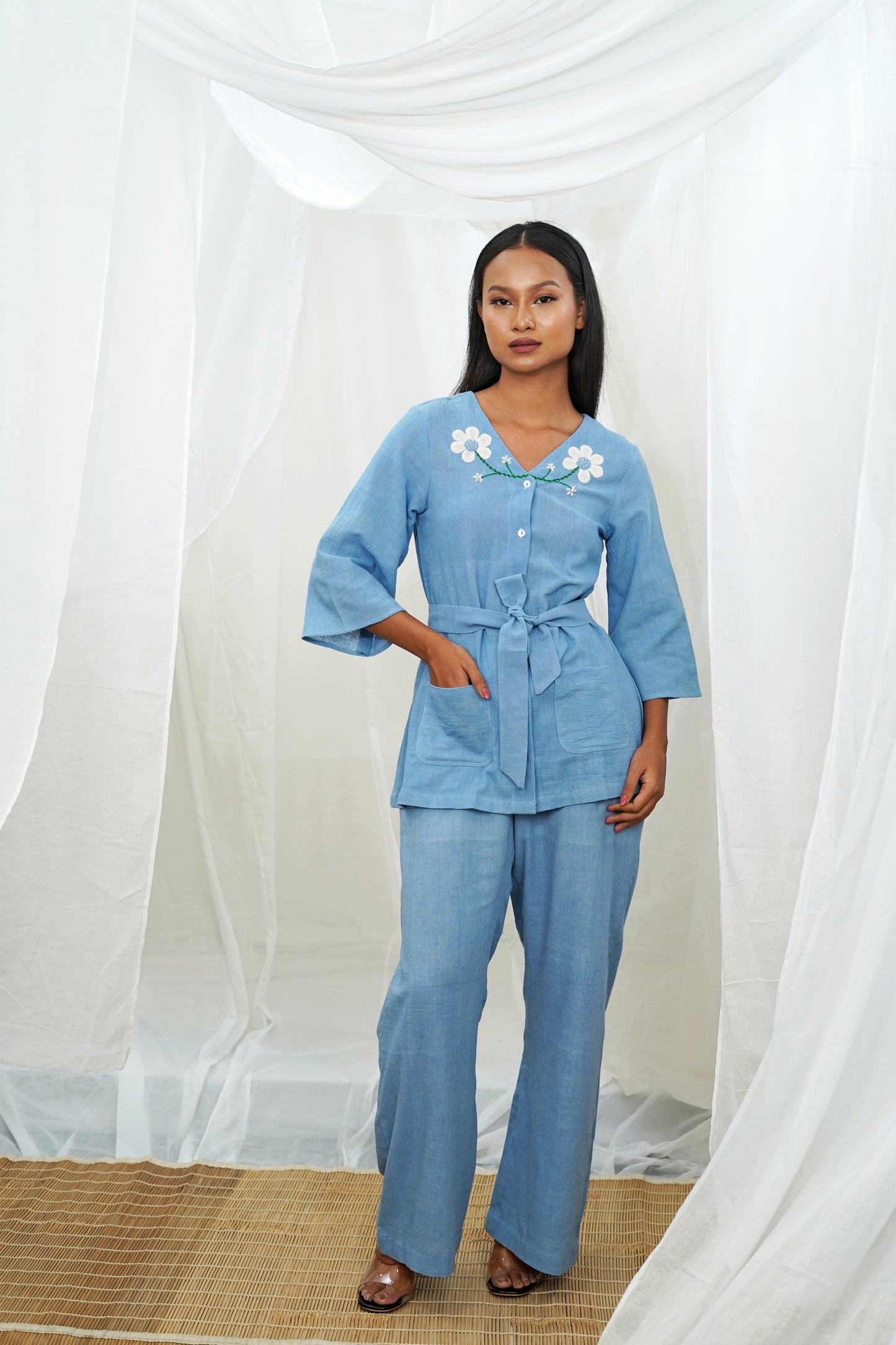 Femi Blue Pocket Top