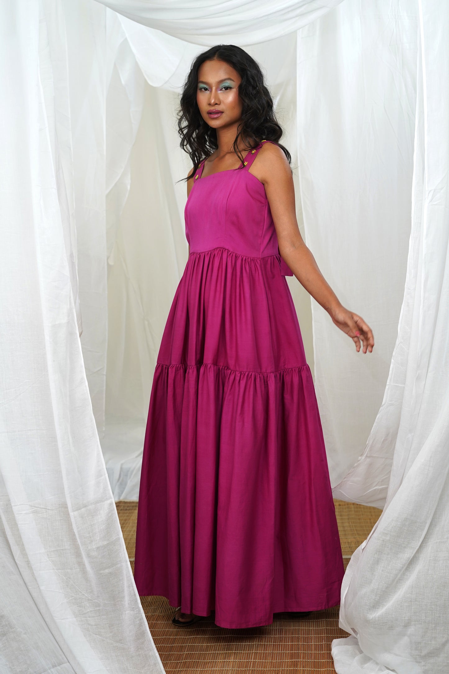 Sipho Tiered Rose Pink Maxi Dress