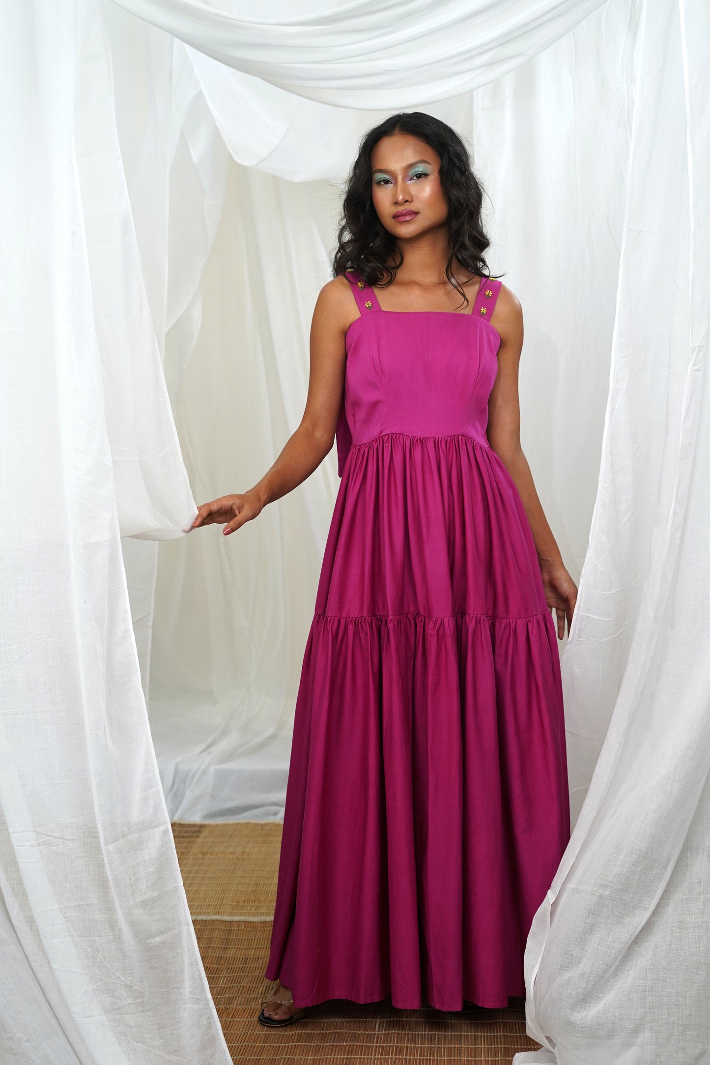 Sipho Tiered Rose Pink Maxi Dress