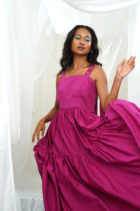 Sipho Tiered Rose Pink Maxi Dress